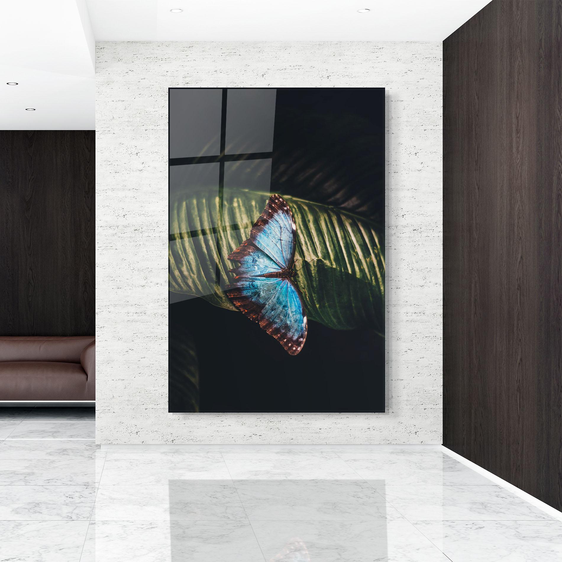 Üvegkép Light Blue Butterfly mockup 9