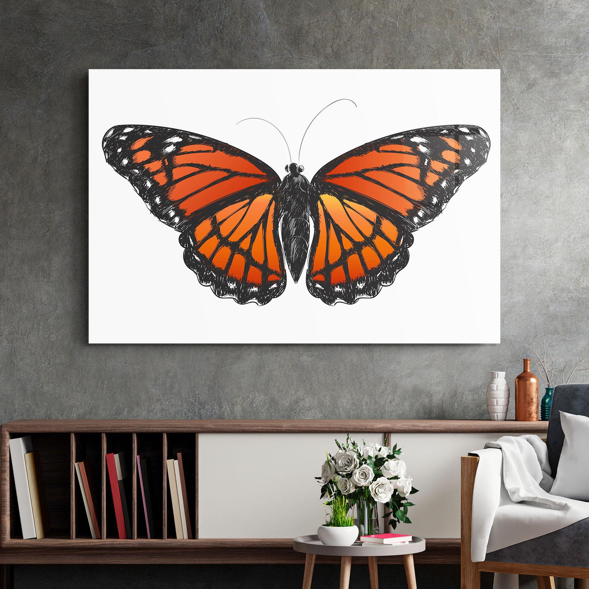 Üvegkép Beautiful Orange Butterfly mockup 2