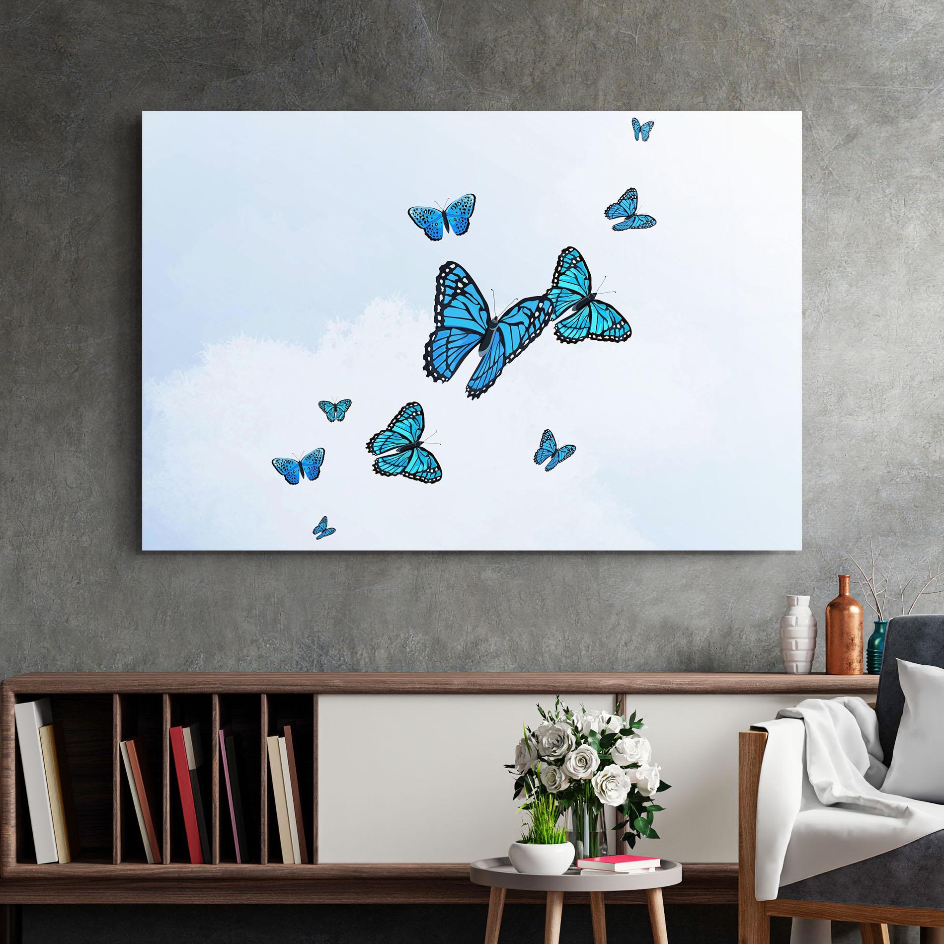 Üvegkép Blue Sky Butterfly mockup 2