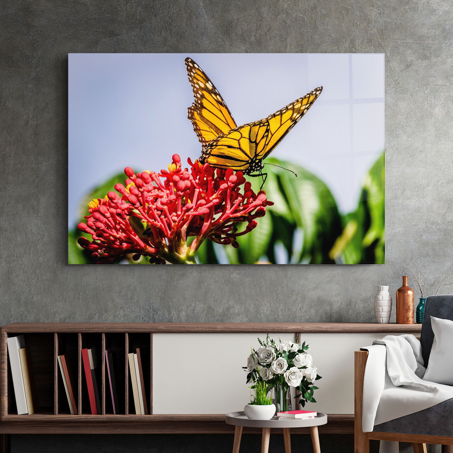 Butterfly On Red Flower mockup 2