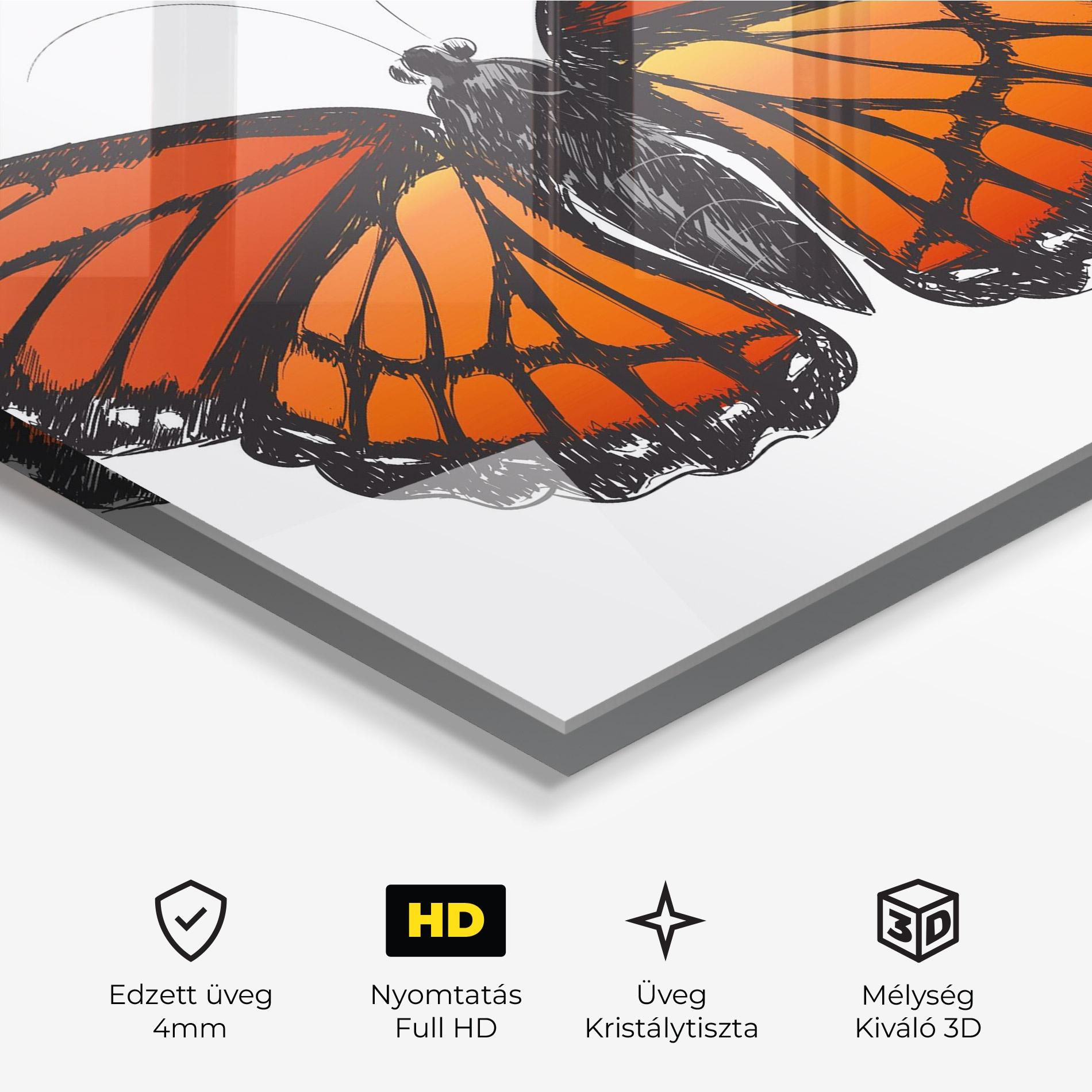 Üvegkép Beautiful Orange Butterfly mockup 3