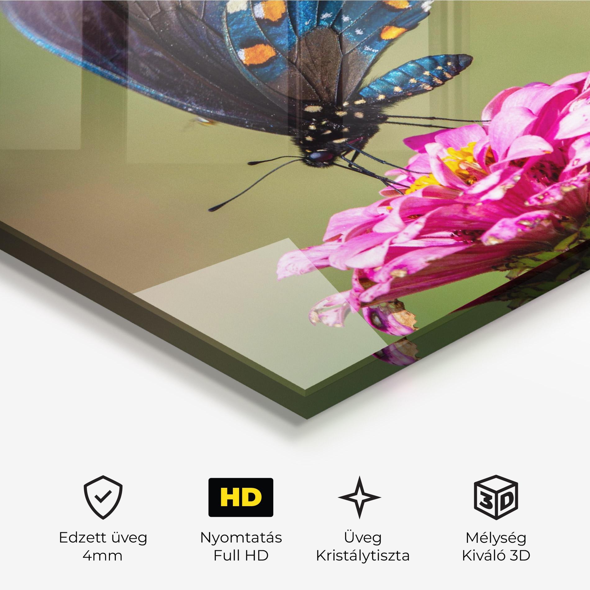 Üvegkép Blue Grey Butterfly mockup 3