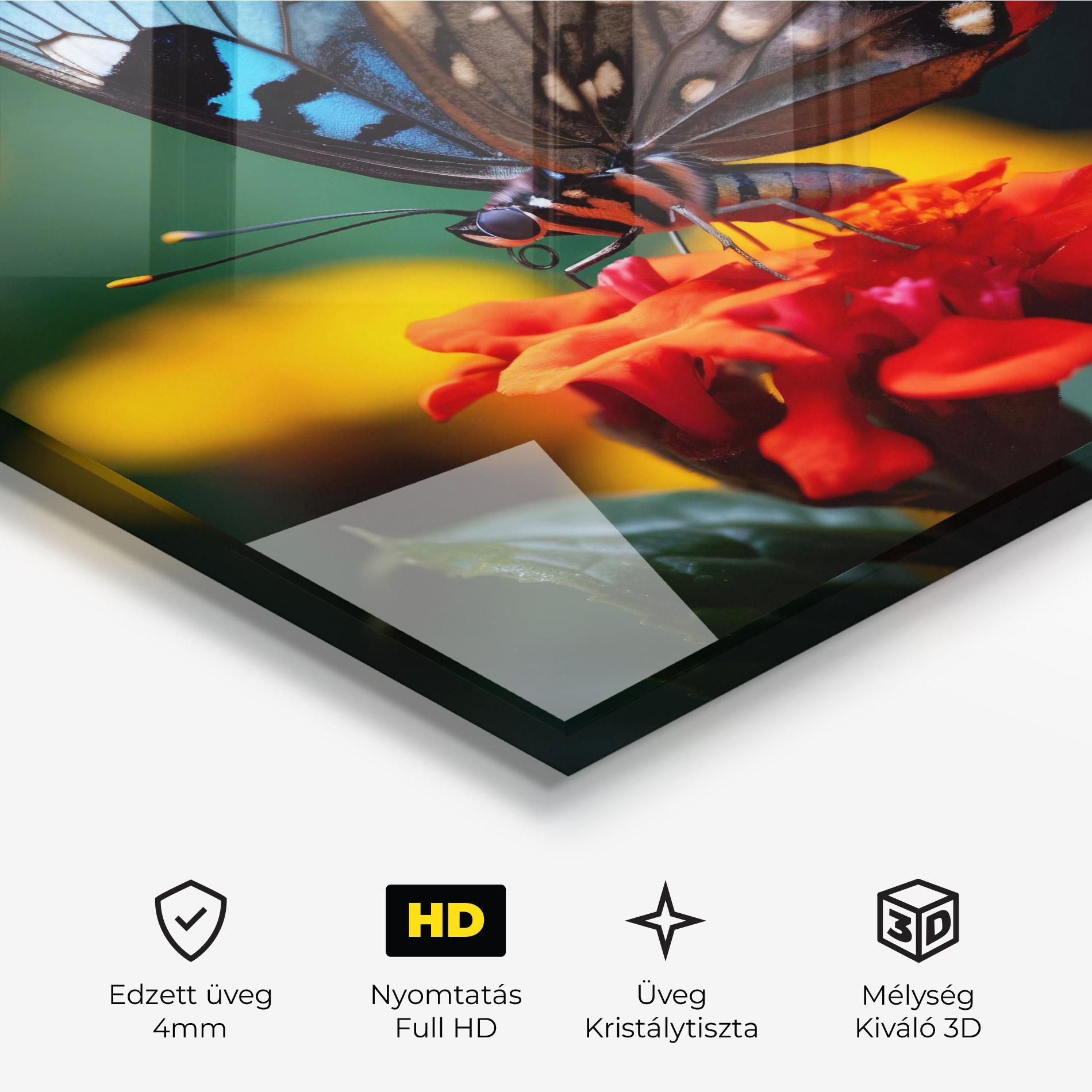 Üvegkép Blue Red Butterfly mockup 3