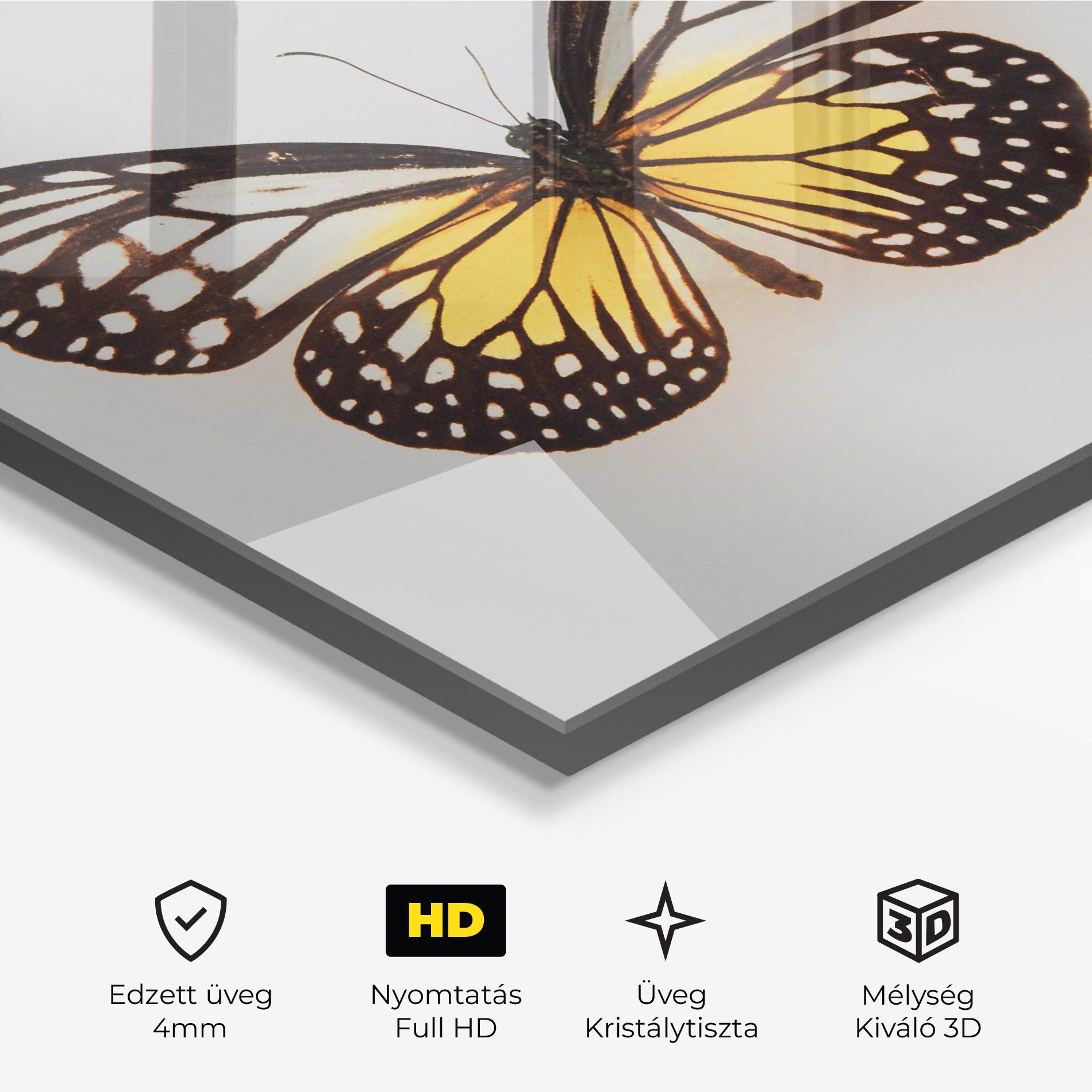 Üvegkép Butterfly On Grey mockup 3