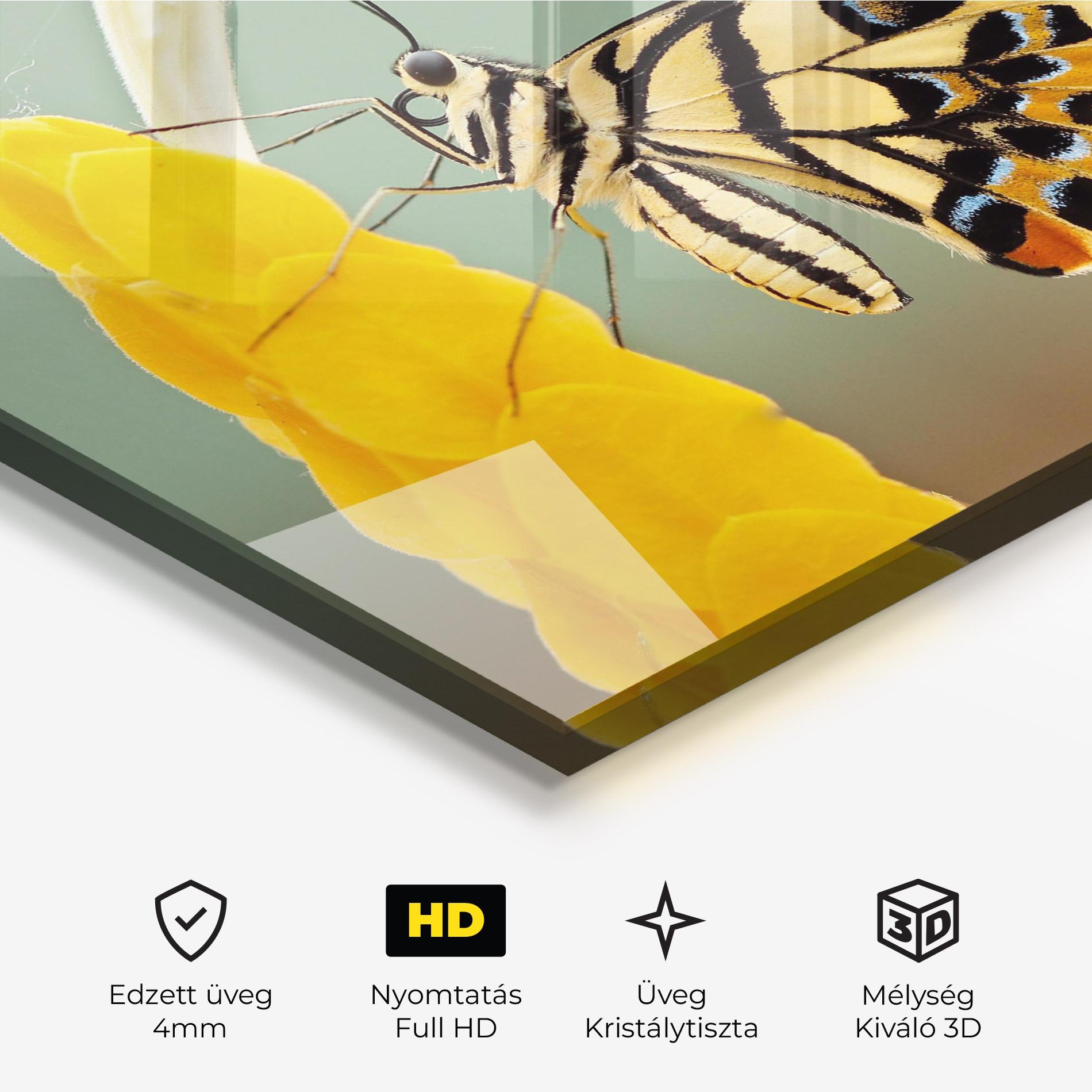 Üvegkép Cream Yellow Butterfly mockup 3