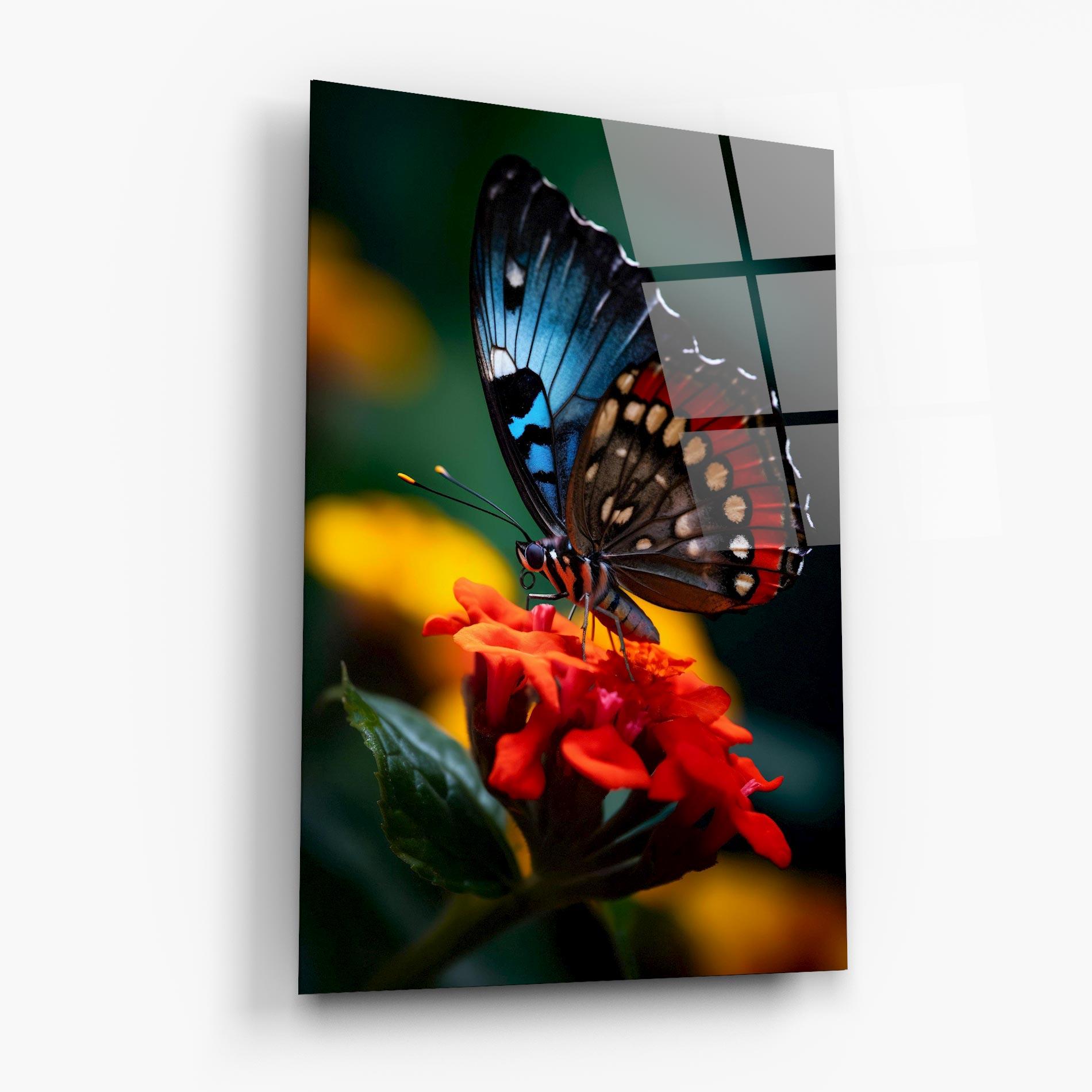 Üvegkép Blue Red Butterfly mockup 6