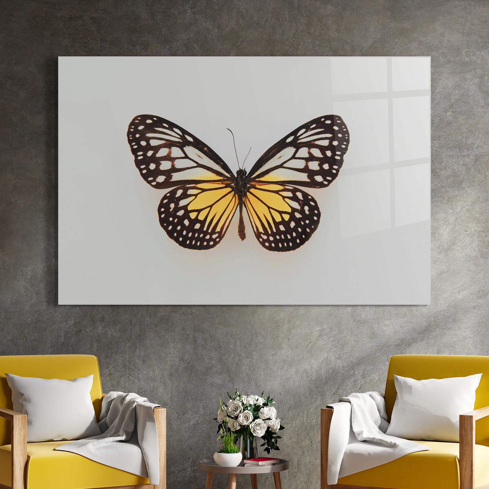 Üvegkép Butterfly On Grey mockup 4