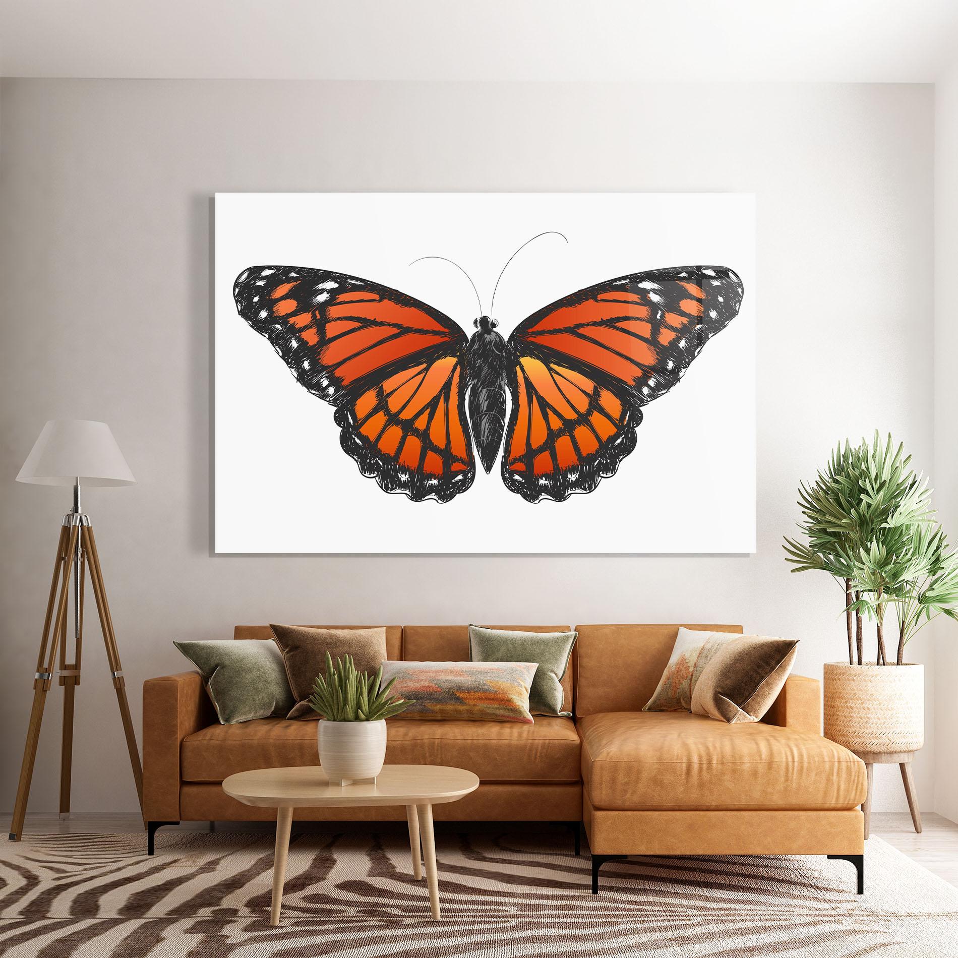 Üvegkép Beautiful Orange Butterfly mockup 7