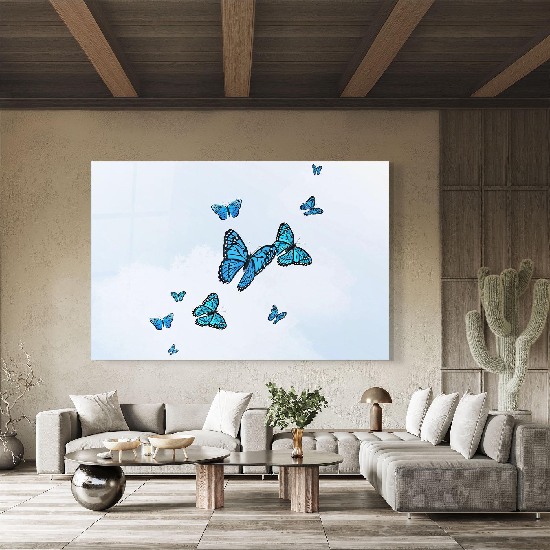Üvegkép Blue Sky Butterfly mockup 8