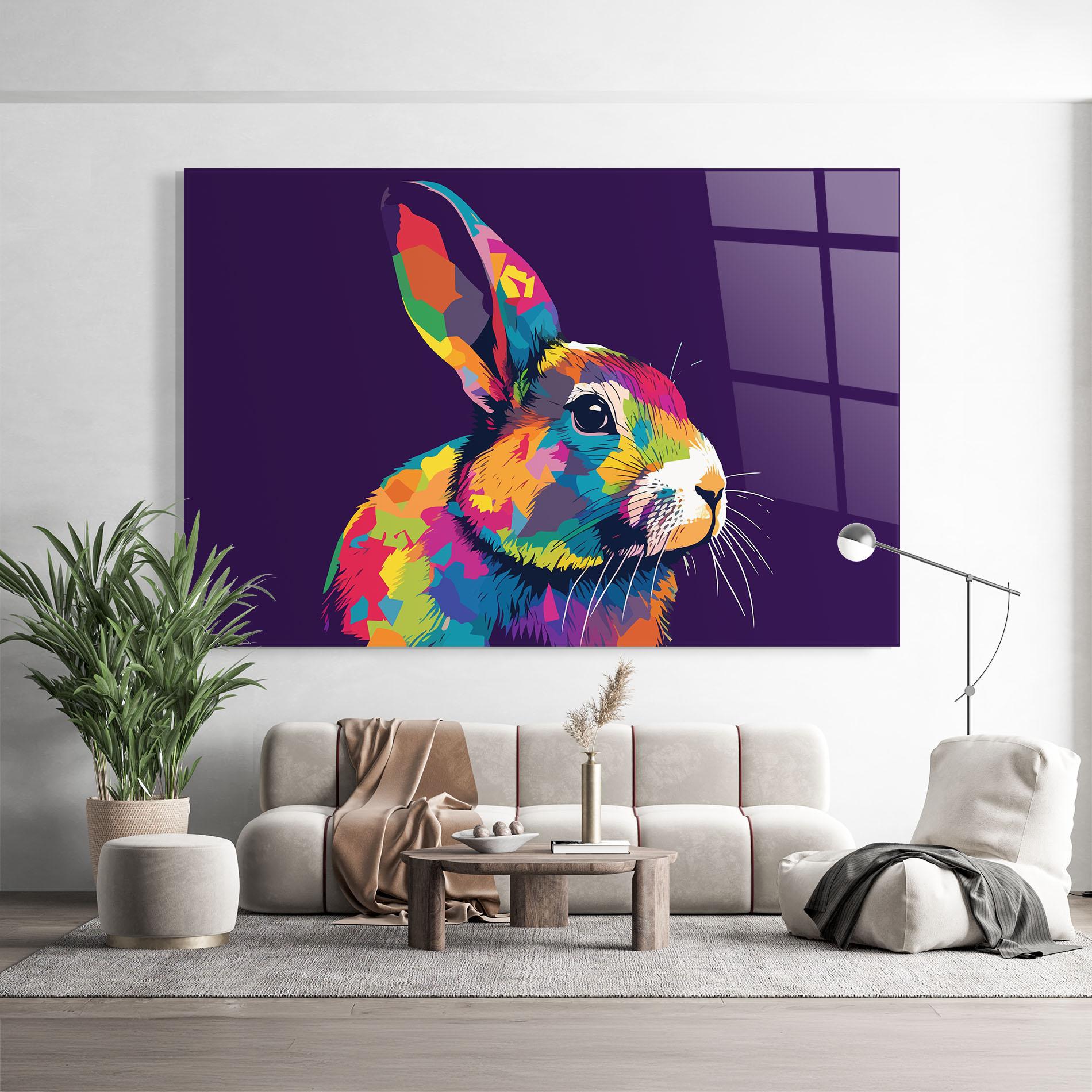 Üvegkép Bunny On Purple mockup 9
