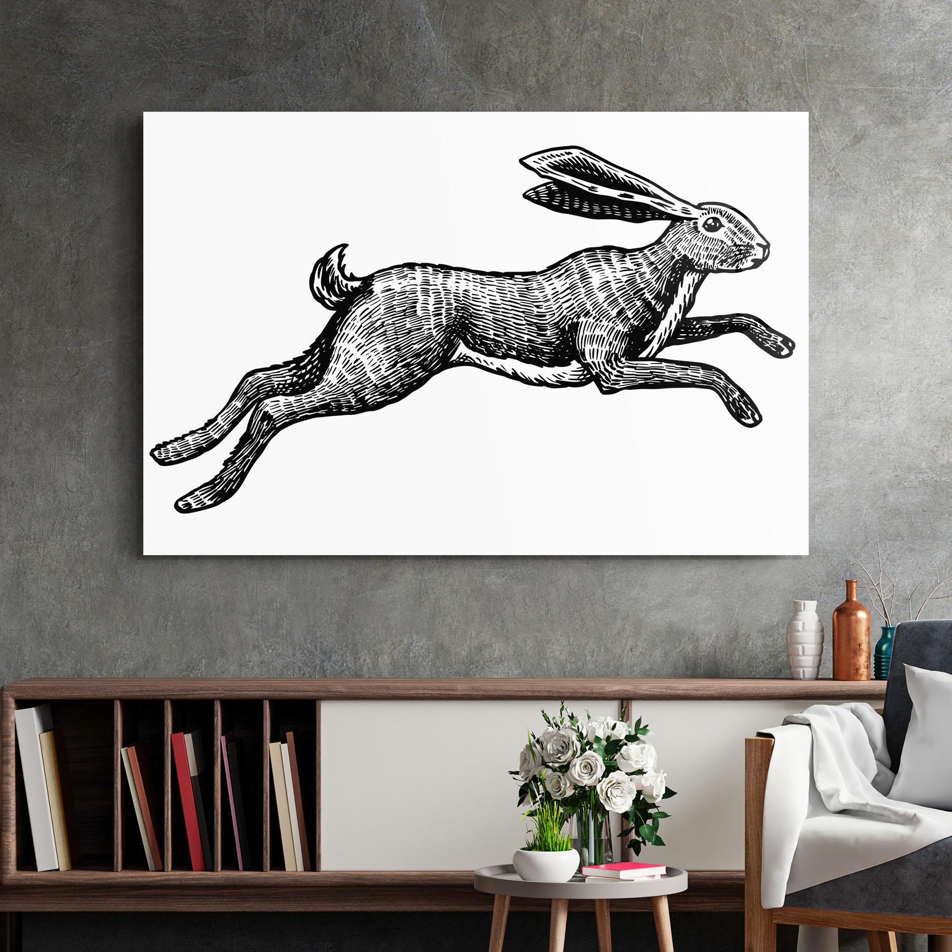 Üvegkép Black Line Bunny mockup 2