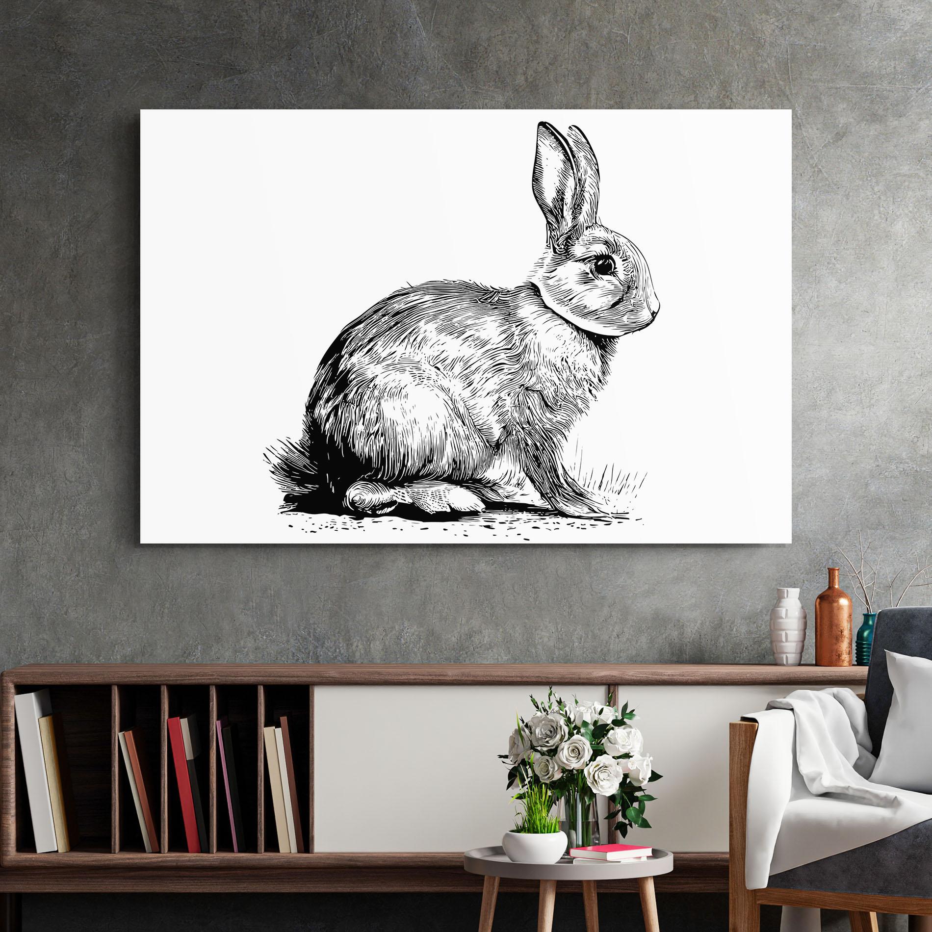 Üvegkép Bunny Black Lines mockup 2