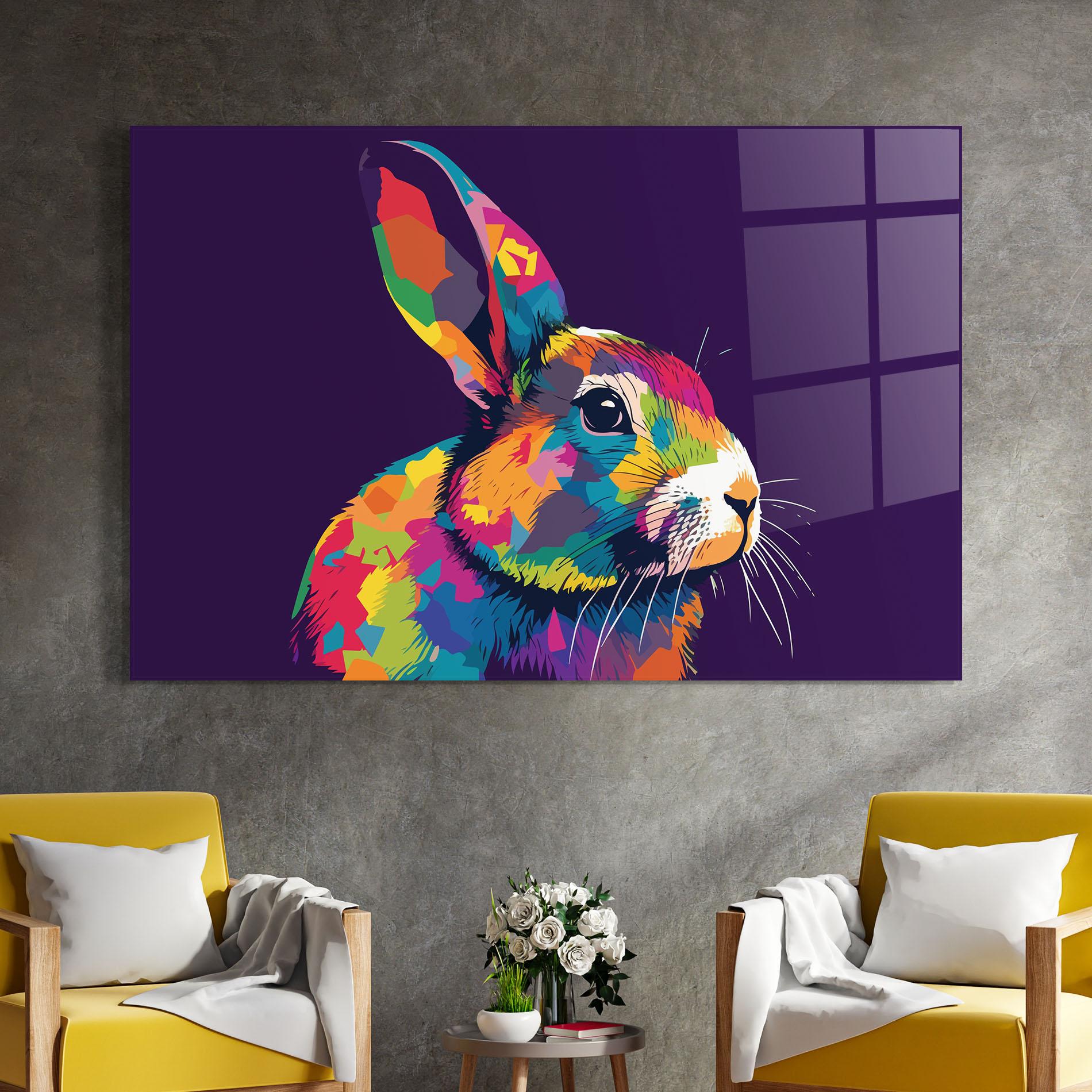 Üvegkép Bunny On Purple mockup 4