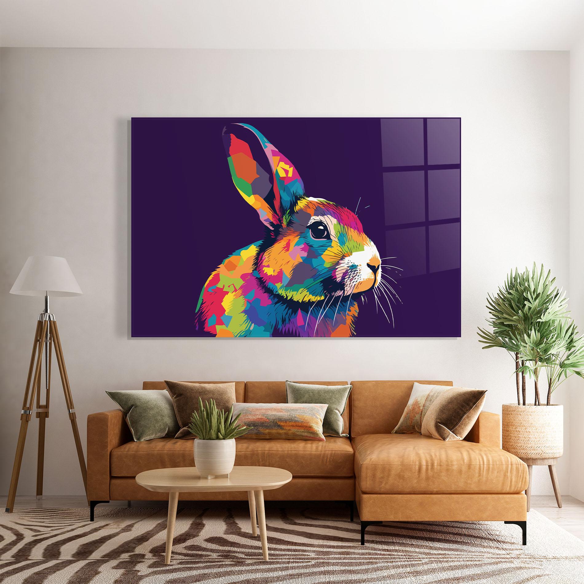 Üvegkép Bunny On Purple mockup 7