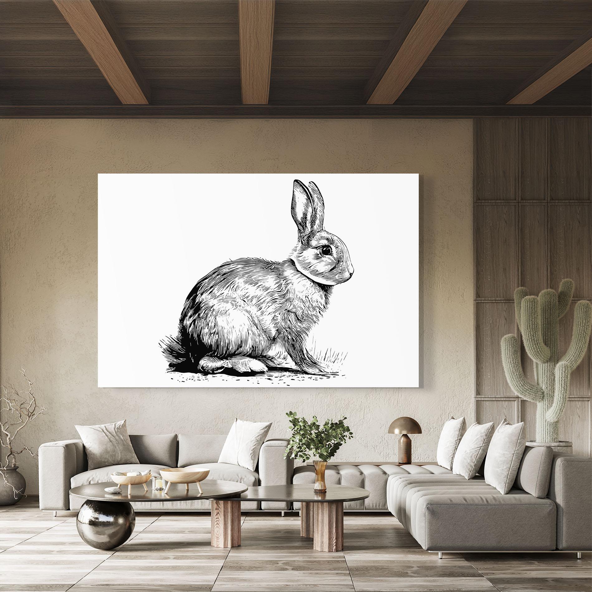 Üvegkép Bunny Black Lines mockup 8