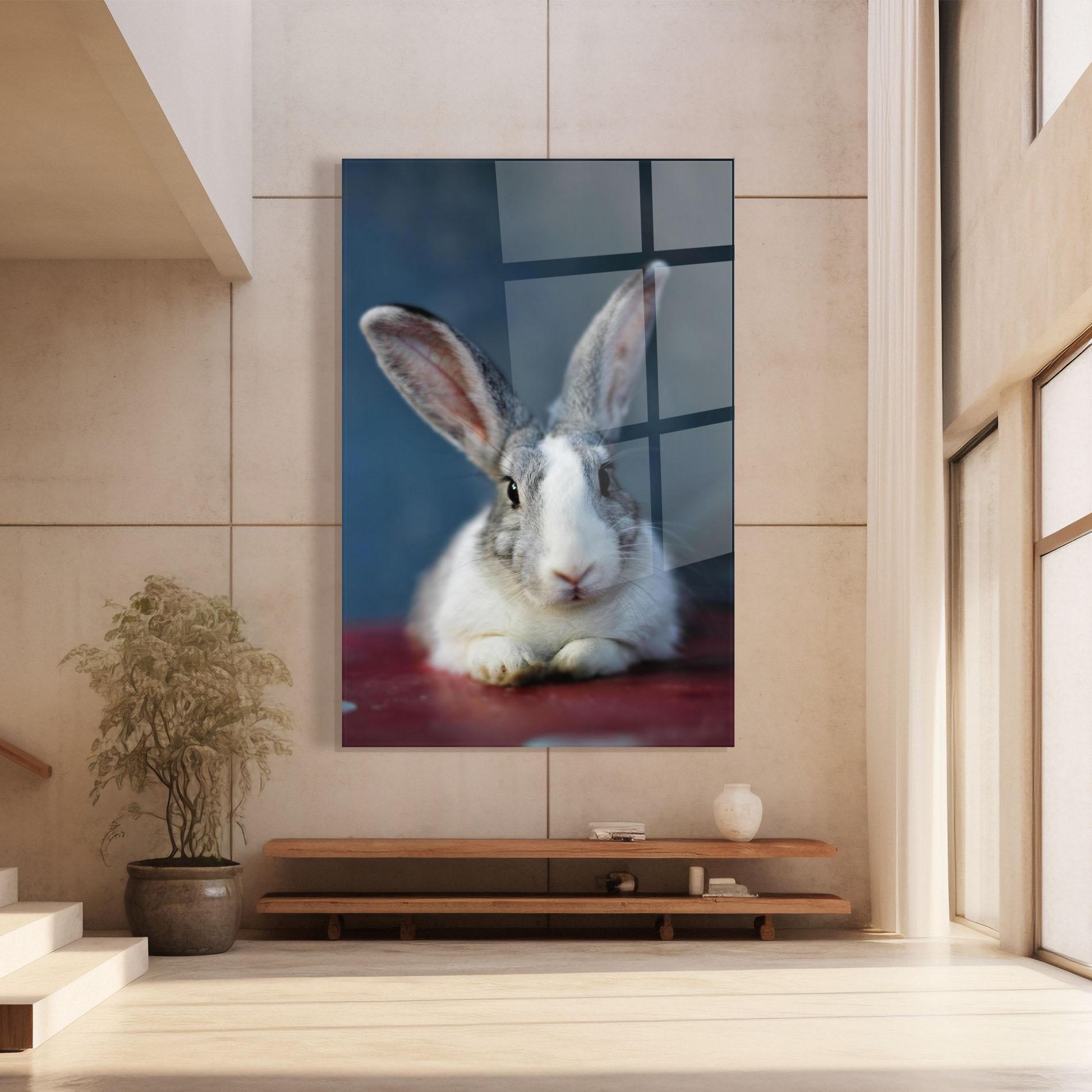 Üvegkép Cute Grey Bunny mockup 8