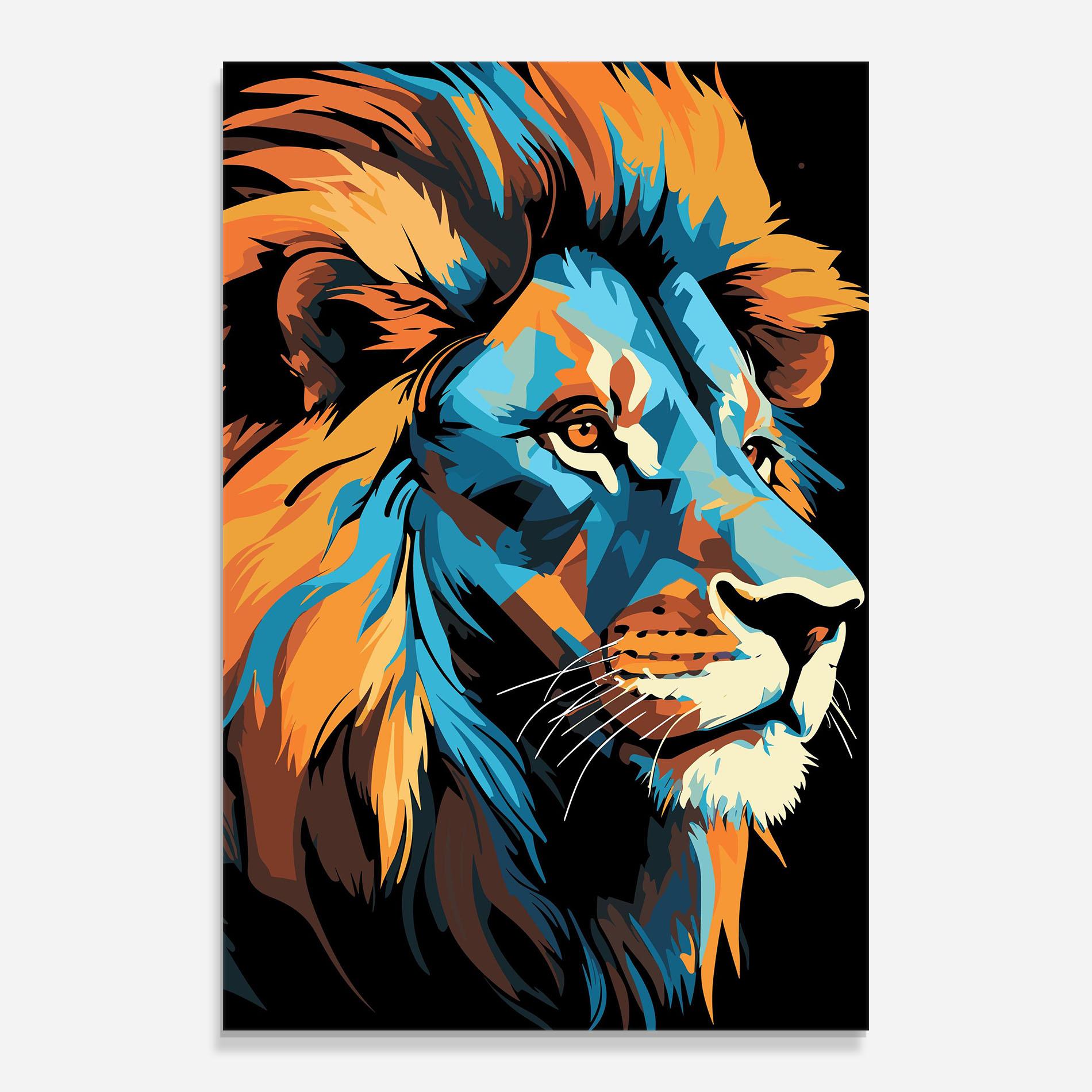 Üvegkép Blue Yellow Lion mockup 0