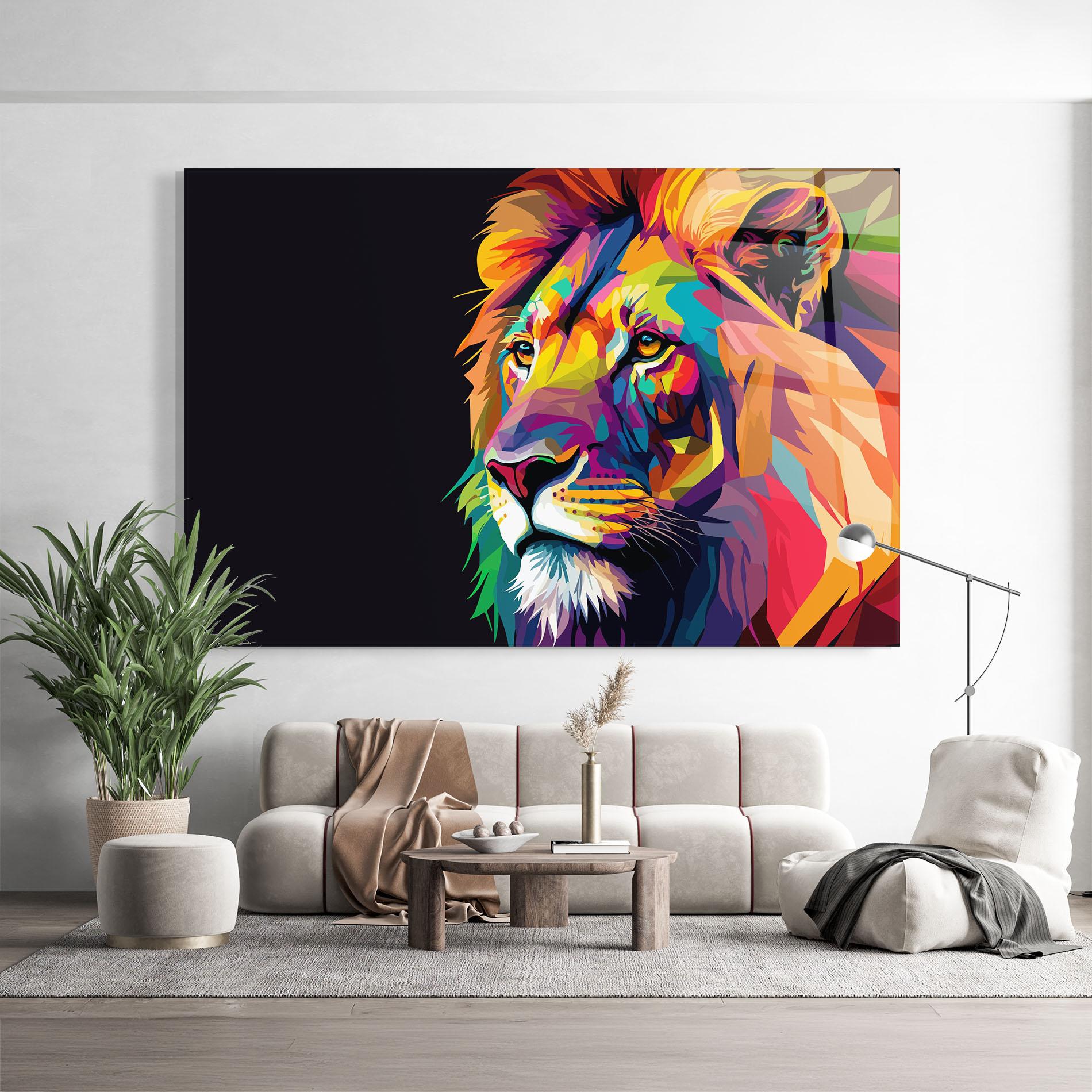 Üvegkép Colorful Lion mockup 9