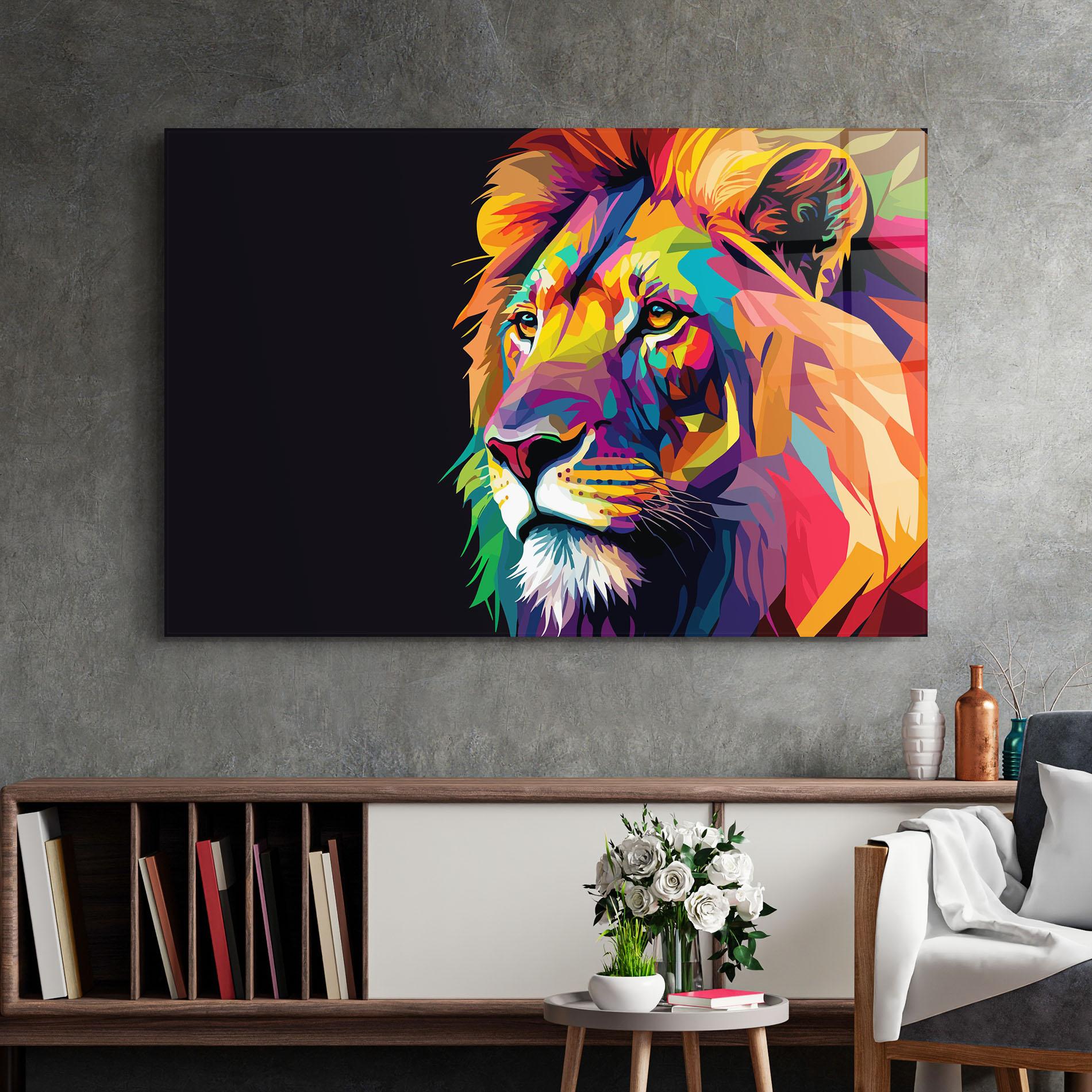 Üvegkép Colorful Lion mockup 2