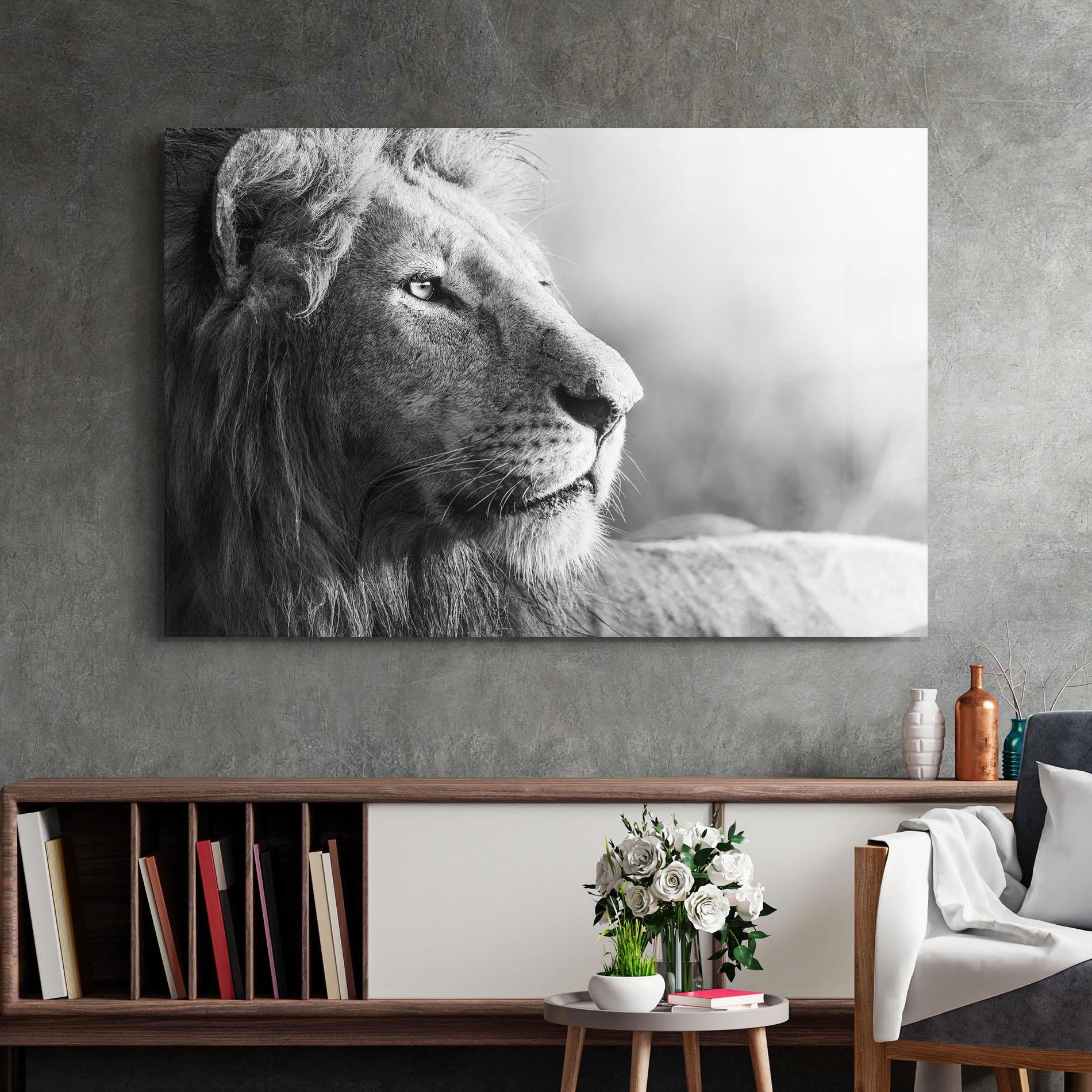 Üvegkép Grey Lion Head mockup 2