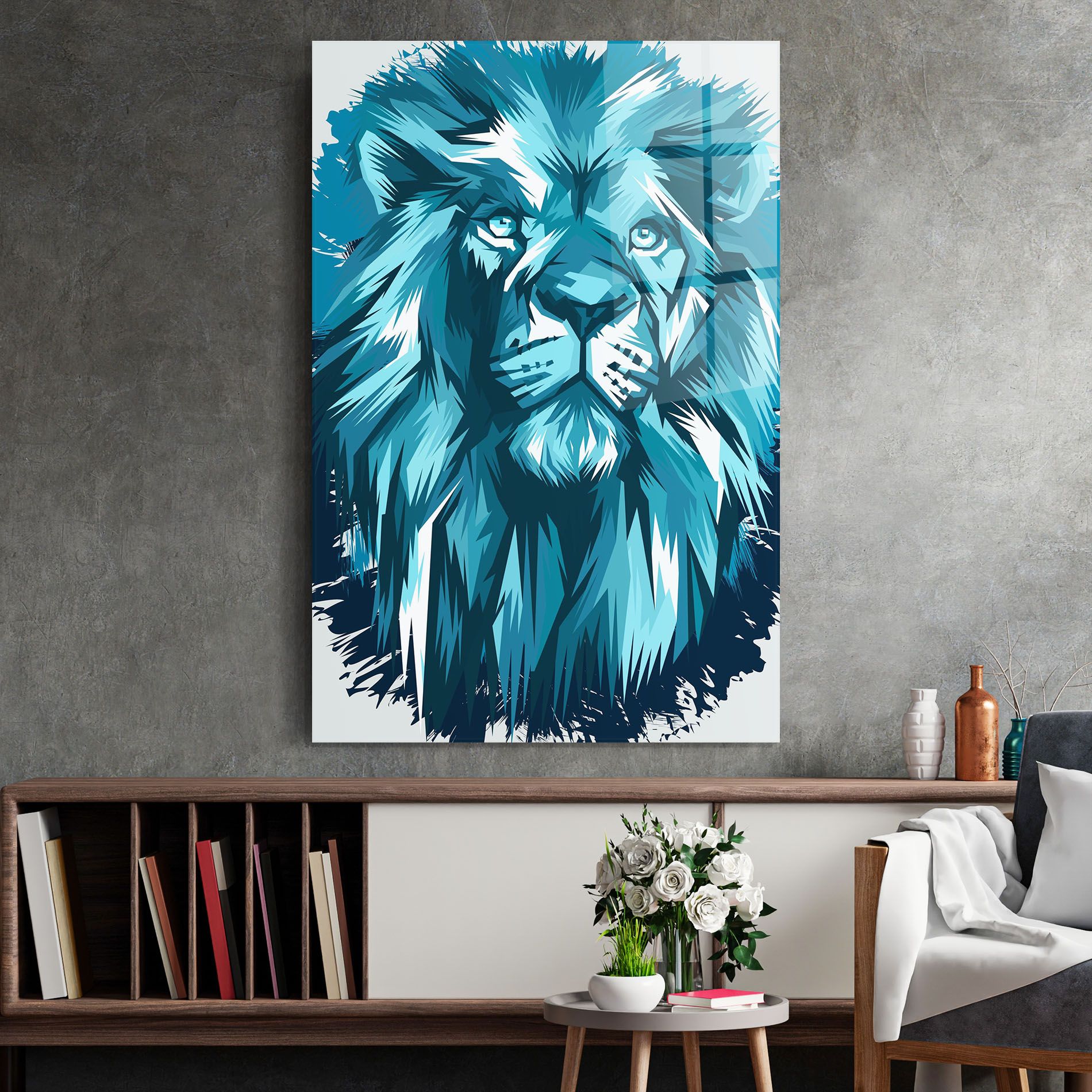 Blue Lion Head mockup 2