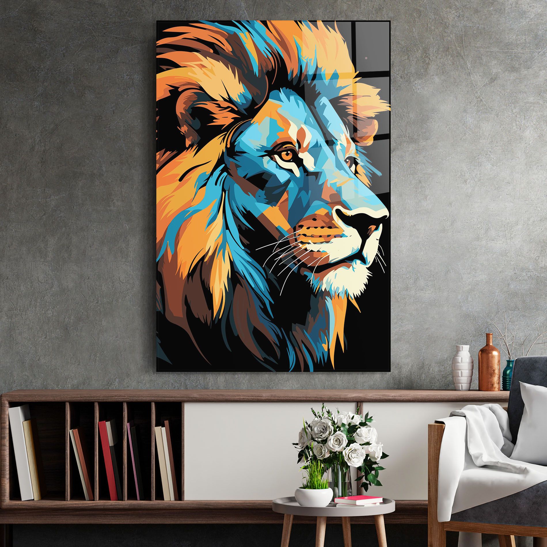 Blue Yellow Lion mockup 2