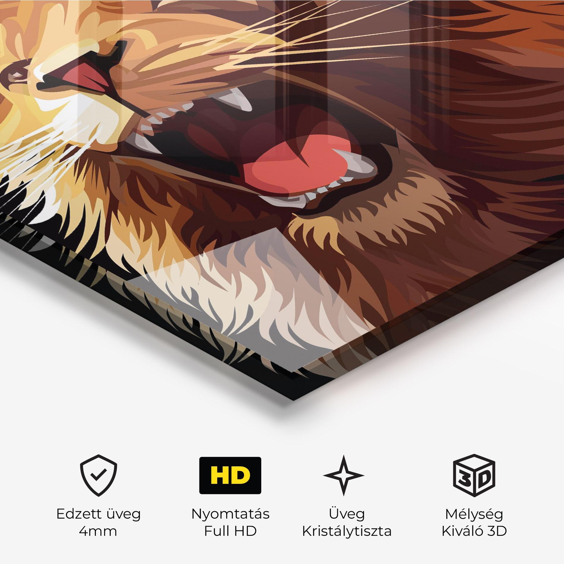 Üvegkép Angry Lion Head mockup 3