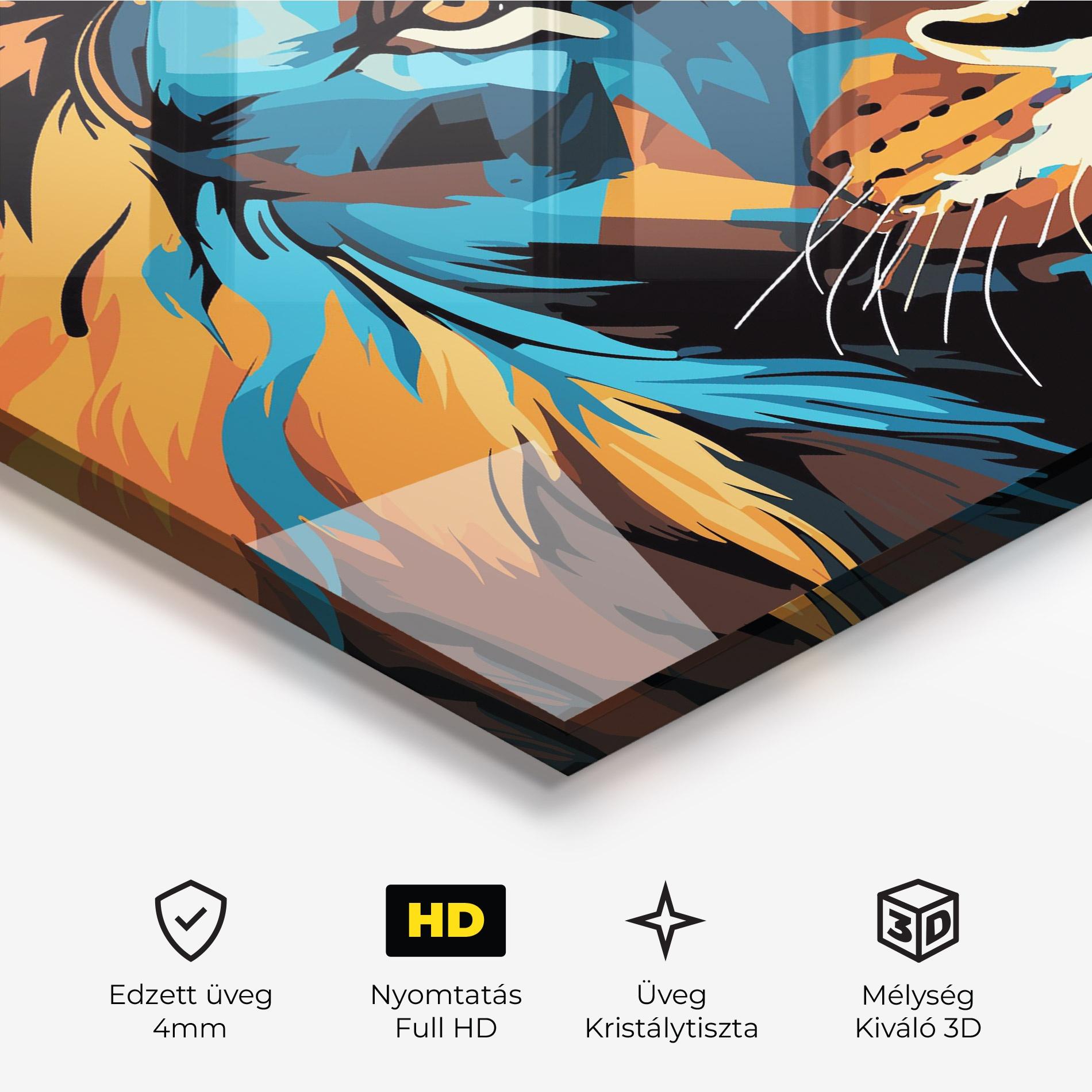 Üvegkép Blue Yellow Lion mockup 3