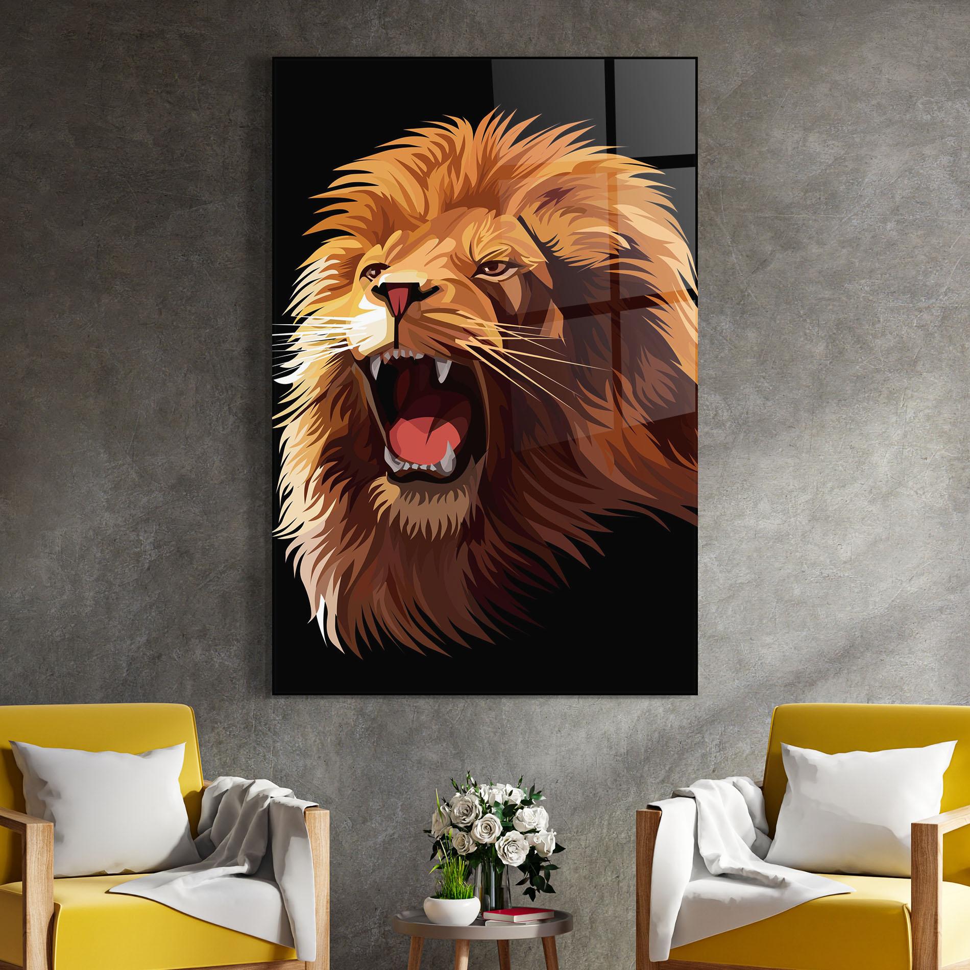 Üvegkép Angry Lion Head mockup 4