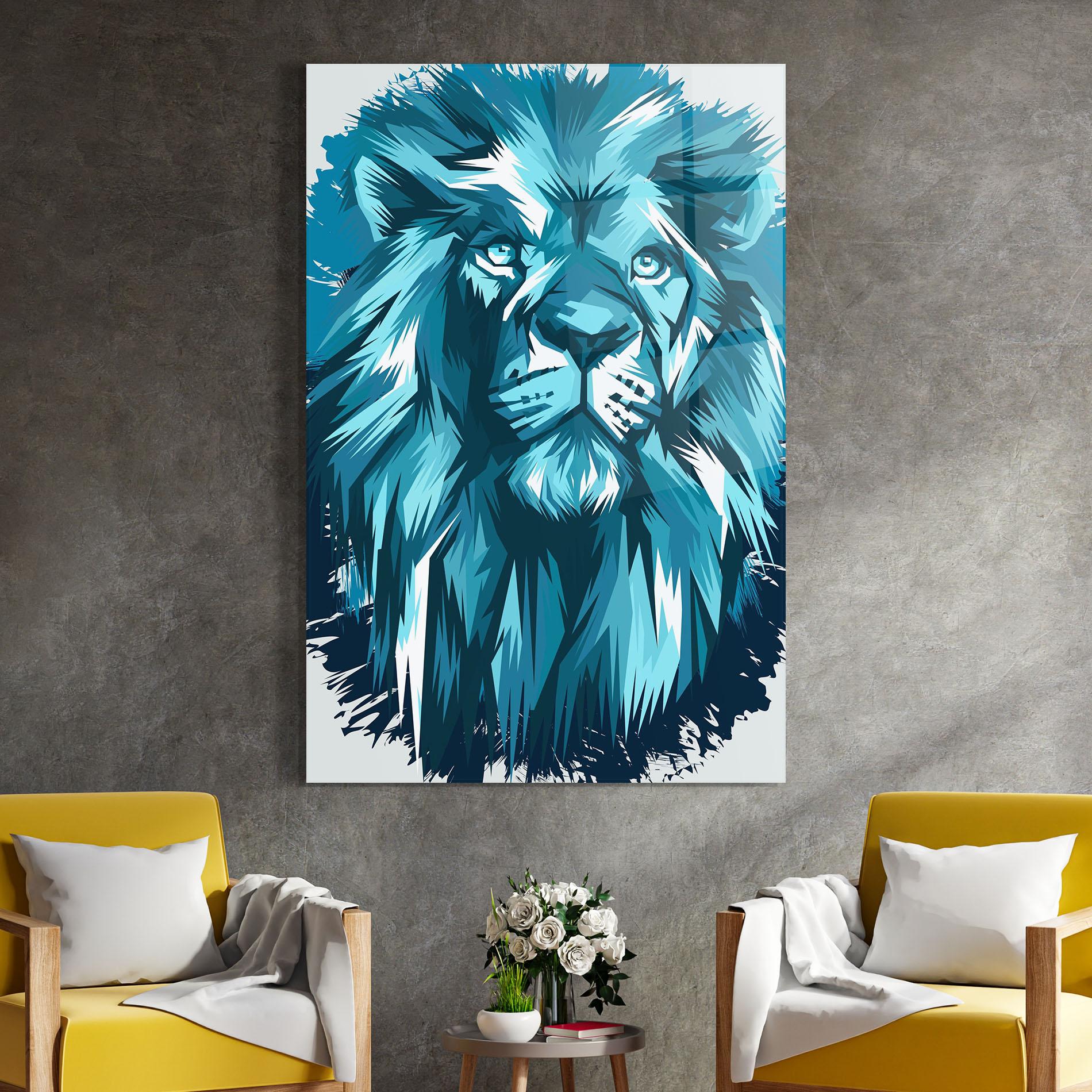 Üvegkép Blue Lion Head mockup 4