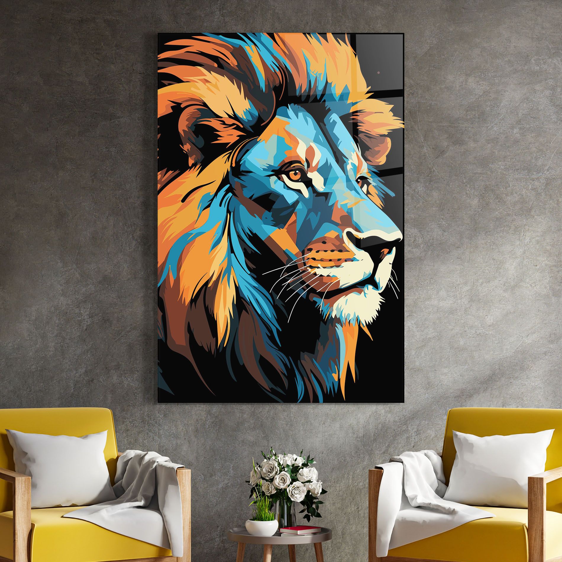Blue Yellow Lion mockup 4