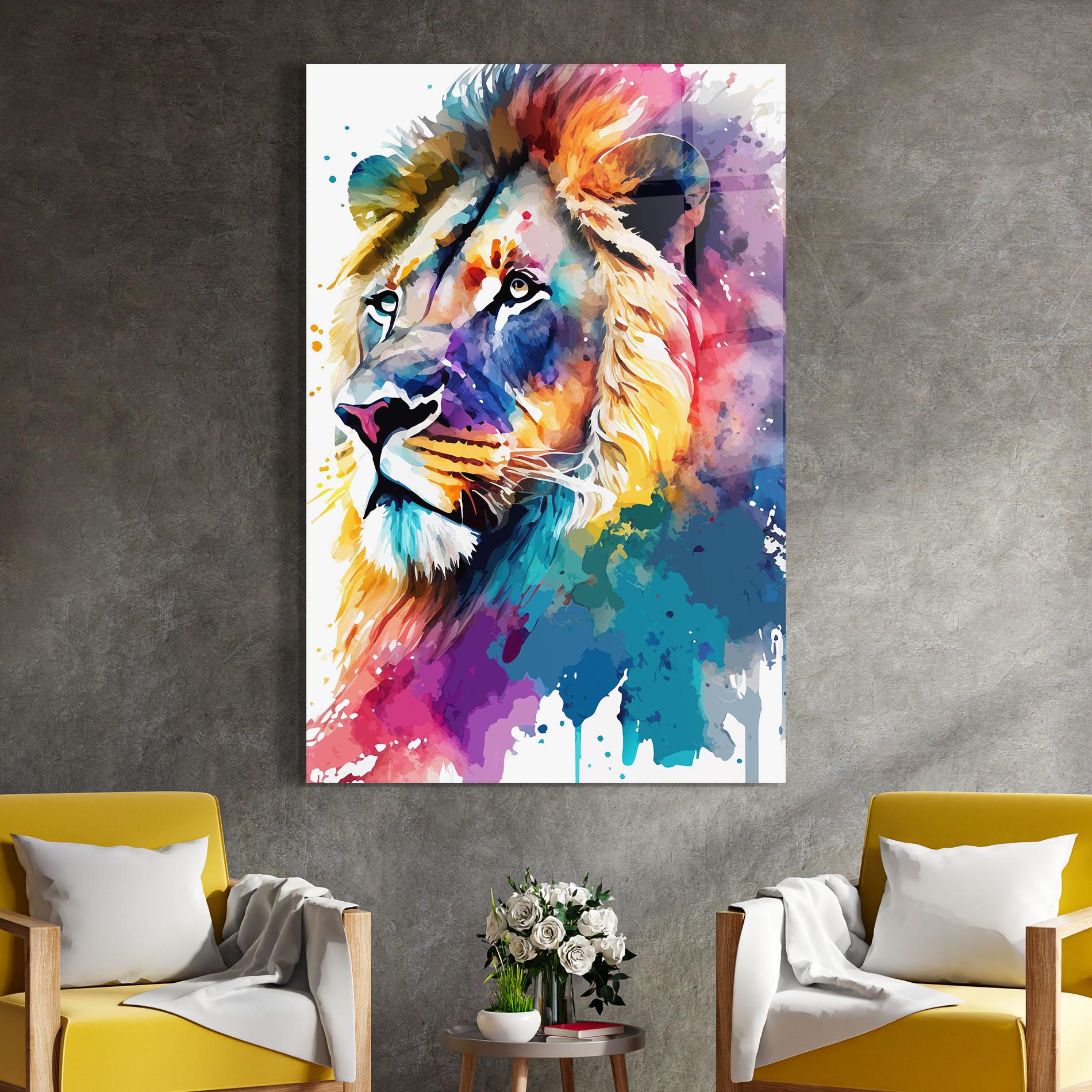 Üvegkép Vibrant Color Lion mockup 4