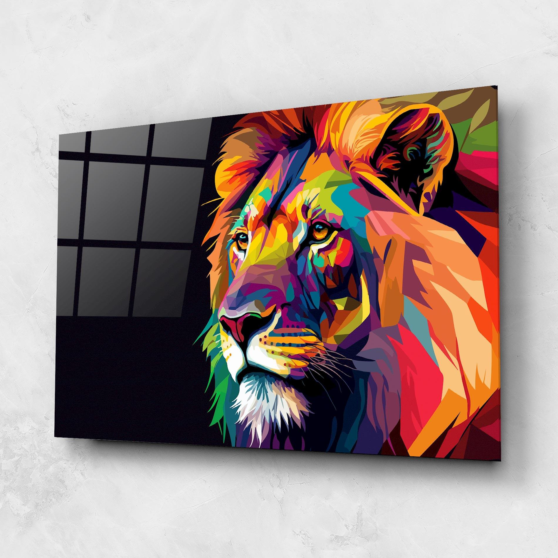 Üvegkép Colorful Lion mockup 1
