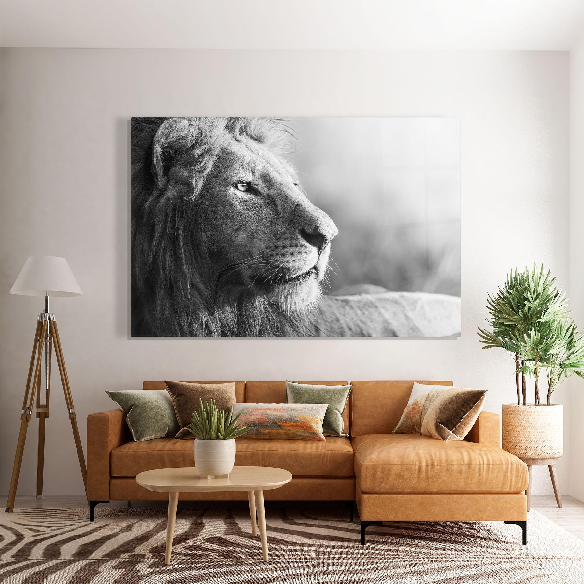 Üvegkép Grey Lion Head mockup 7