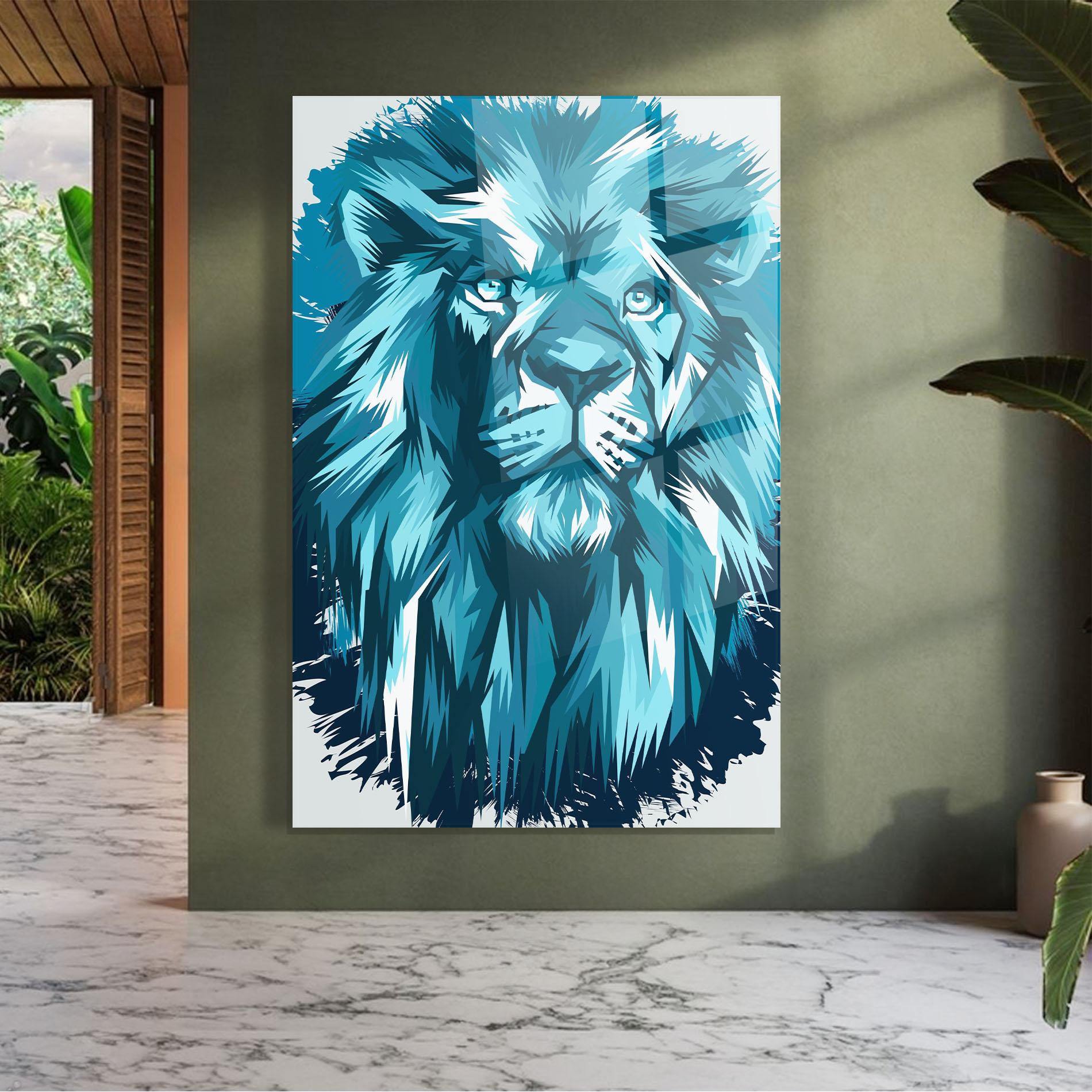 Üvegkép Blue Lion Head mockup 7