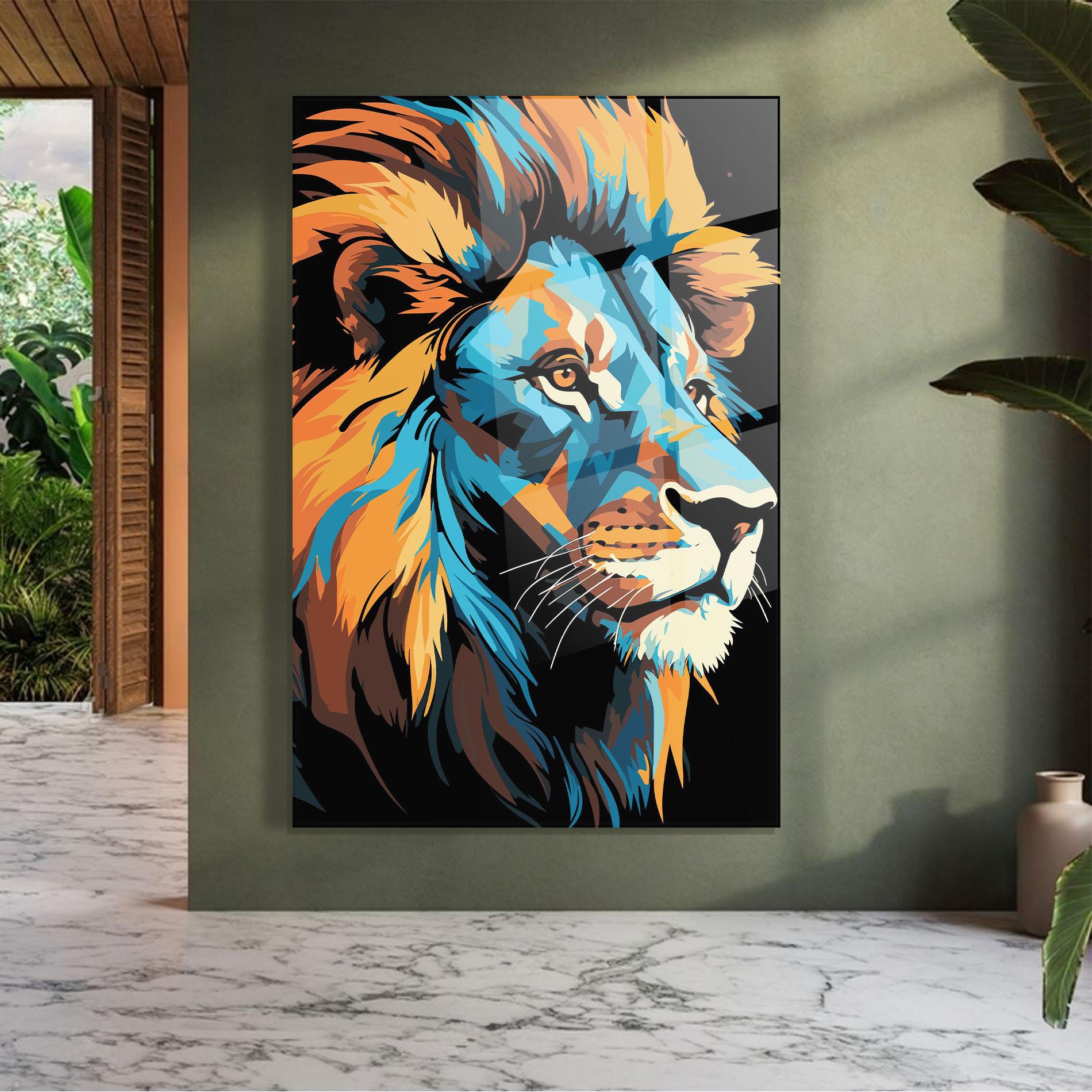 Üvegkép Blue Yellow Lion mockup 7