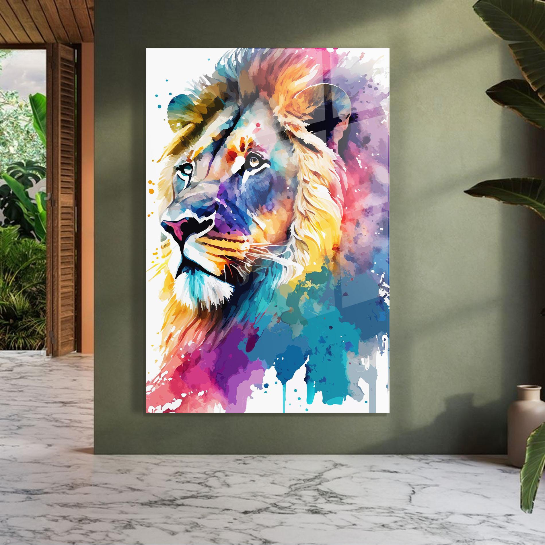 Üvegkép Vibrant Color Lion mockup 7