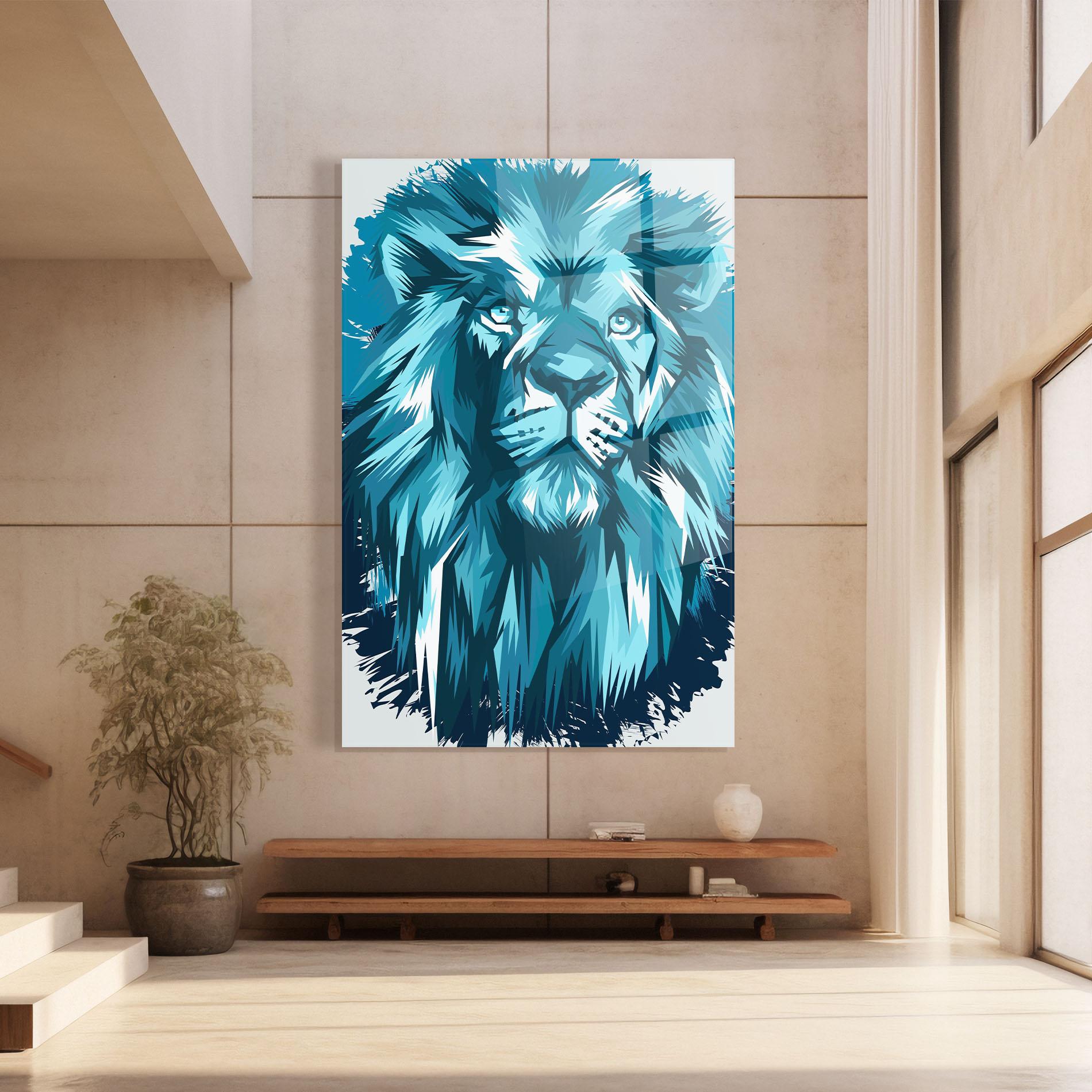Üvegkép Blue Lion Head mockup 8