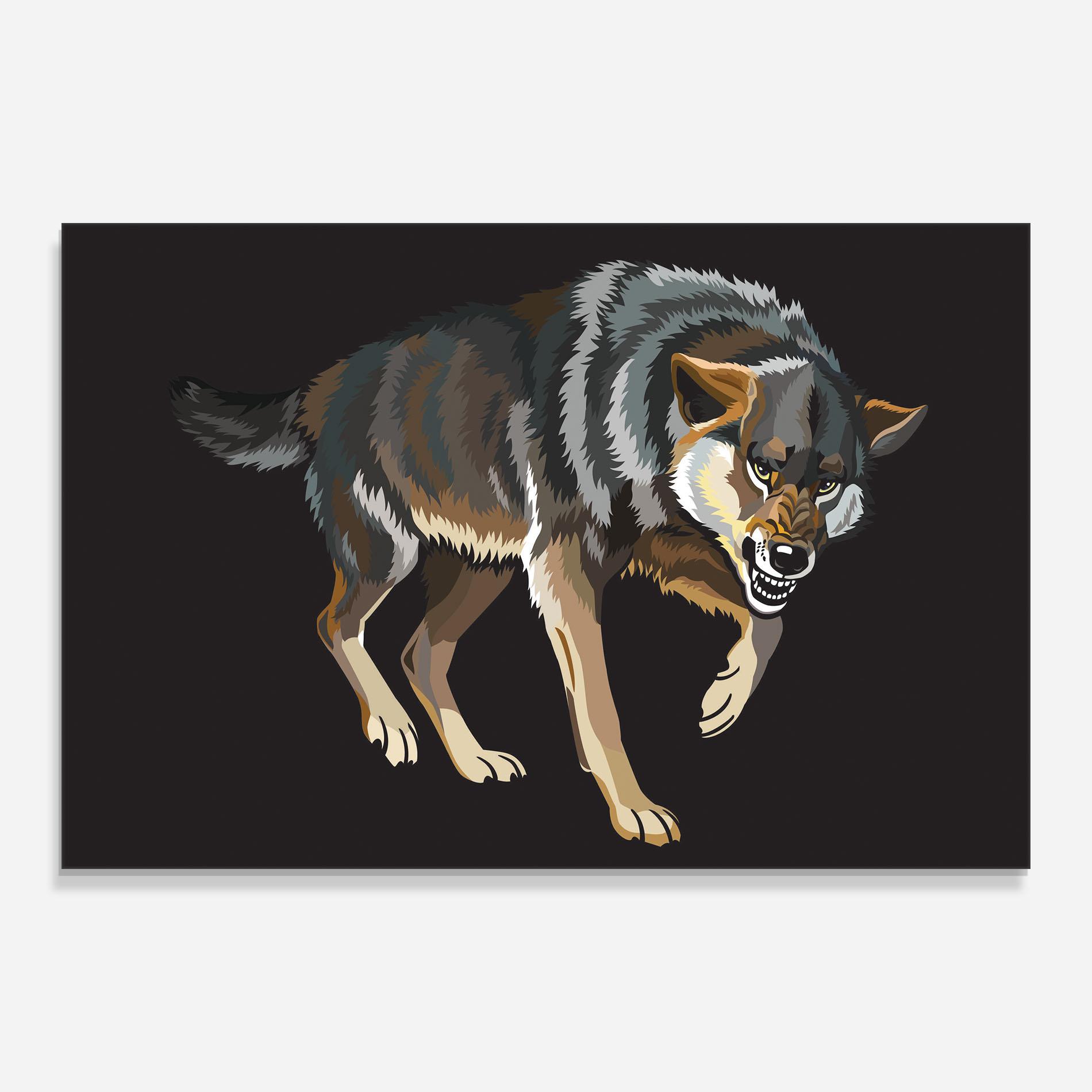 Üvegkép Angry Cartoon Wolf mockup 0