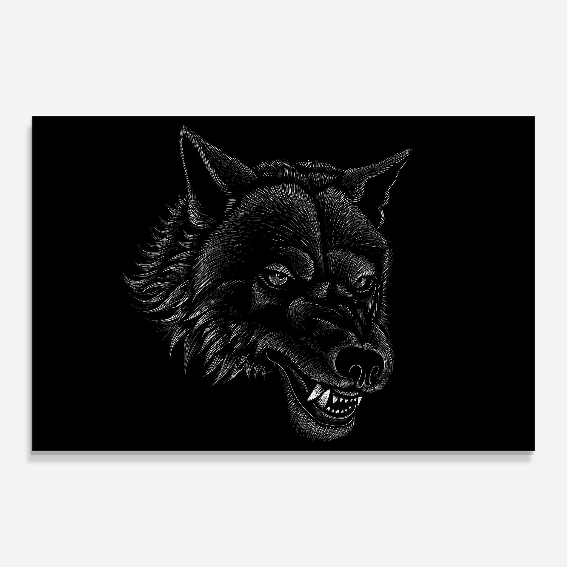 Üvegkép Angry Wolf Face mockup 0