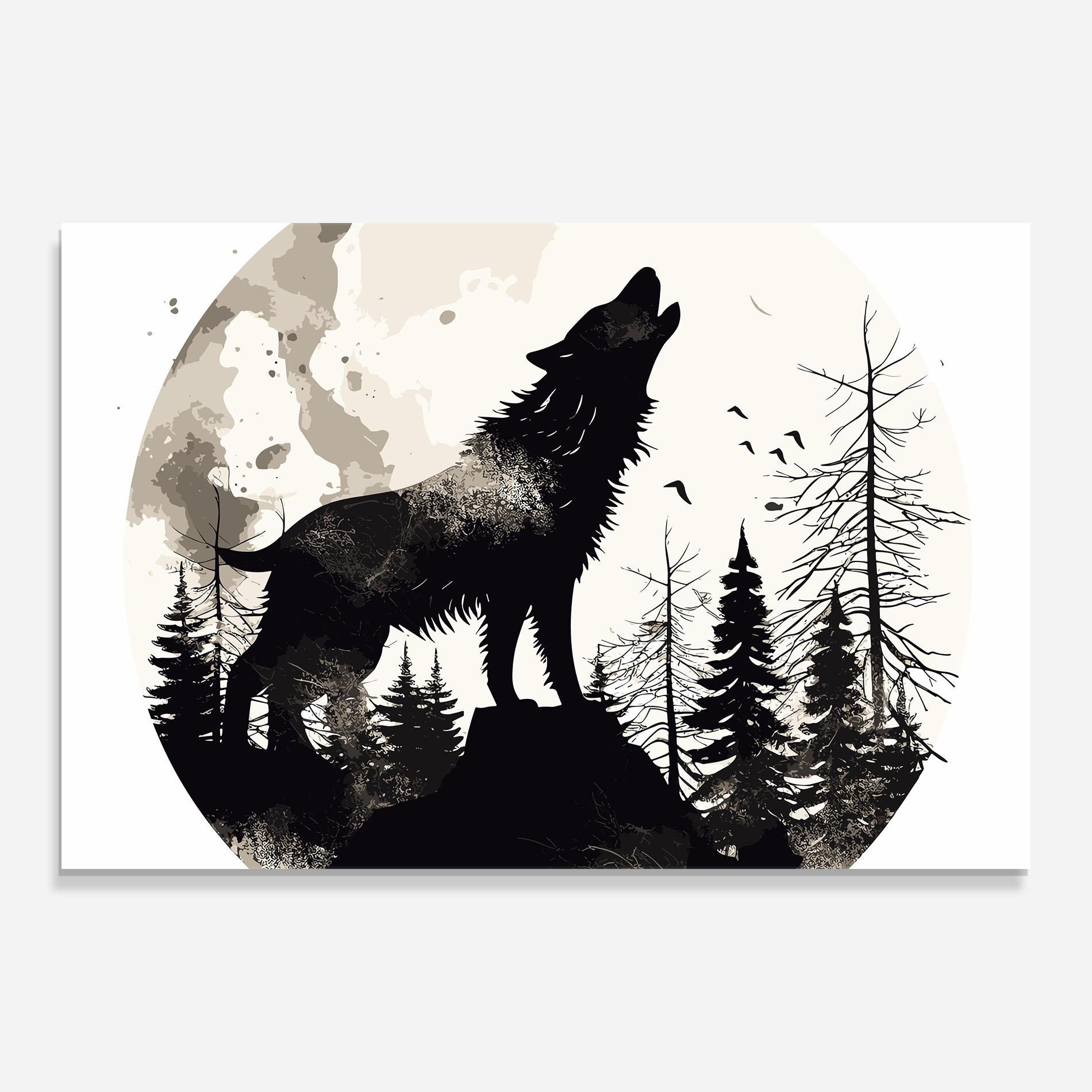 Üvegkép Black On Cream Wolf mockup 0