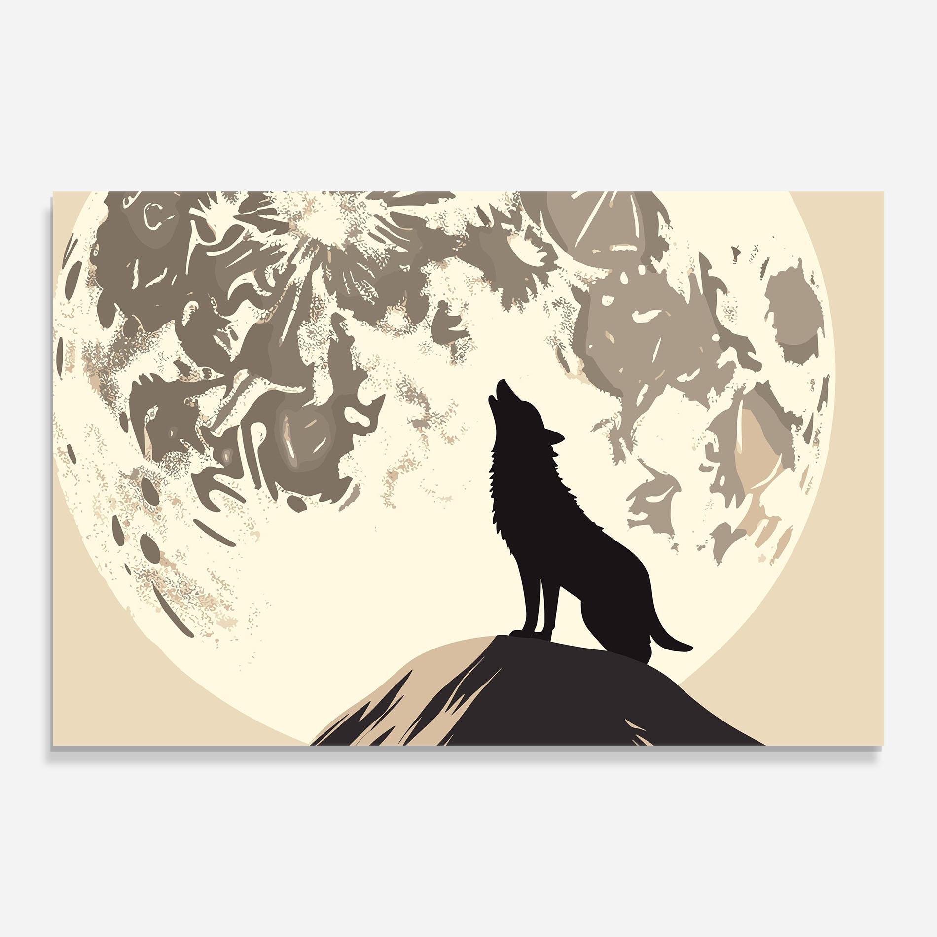Üvegkép Cream Moon Wolf mockup 0