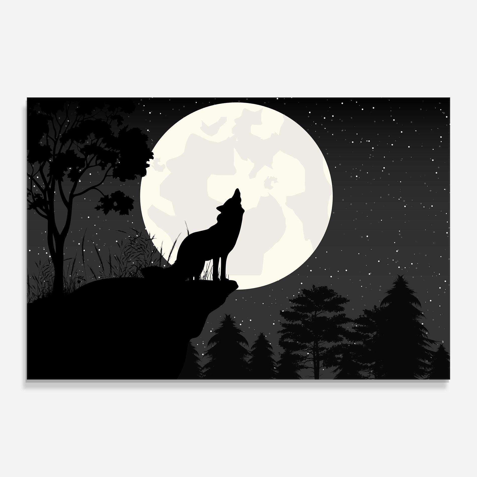 Üvegkép Moon Wolf Silhouette mockup 0