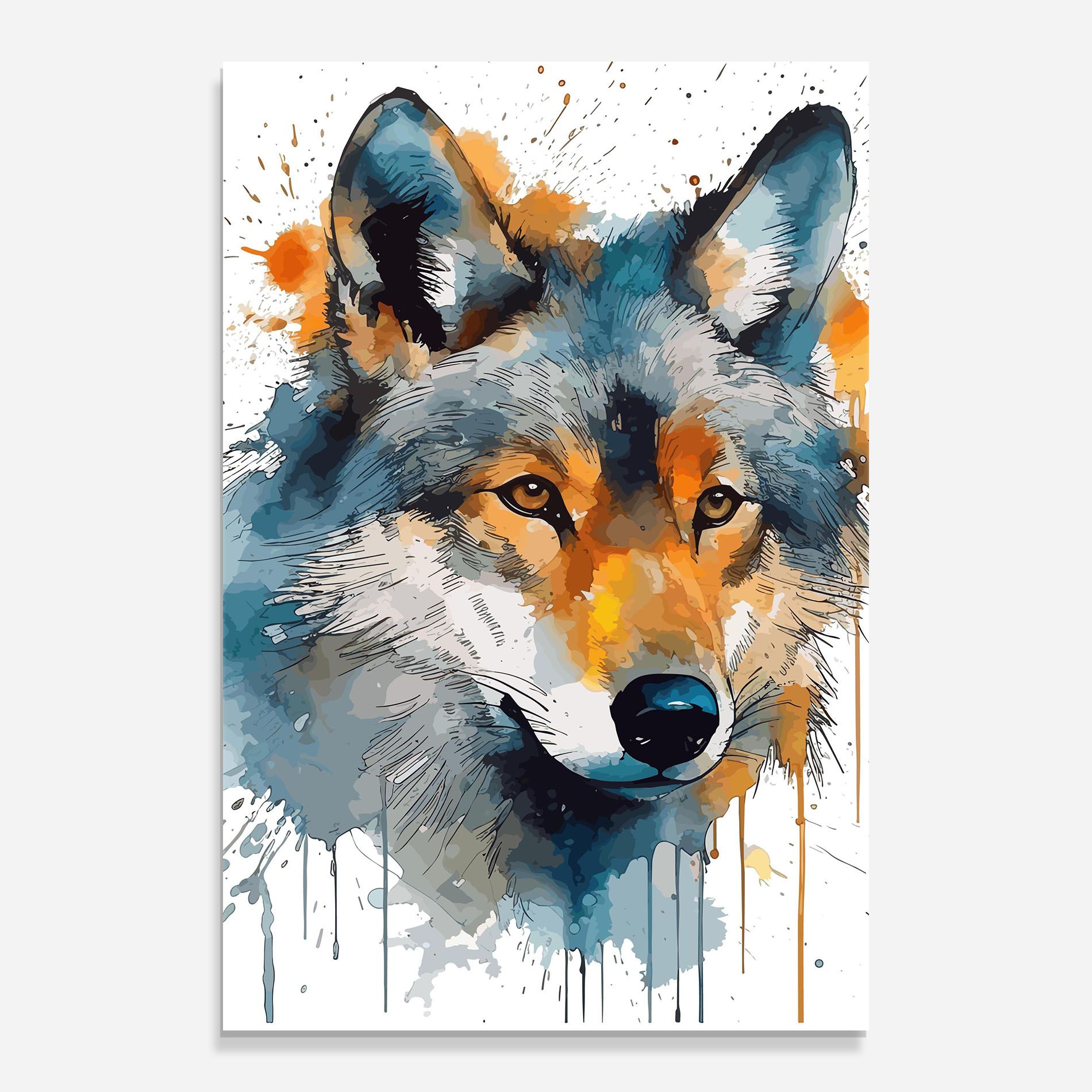 Orange Watercolor Wolf mockup 0