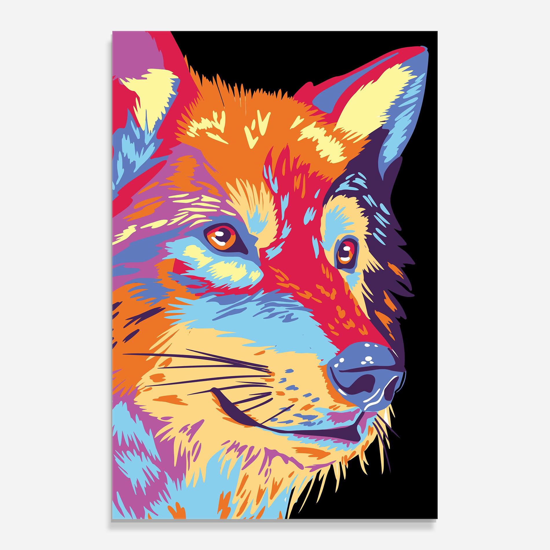 Üvegkép Purple Orange Wolf mockup 0