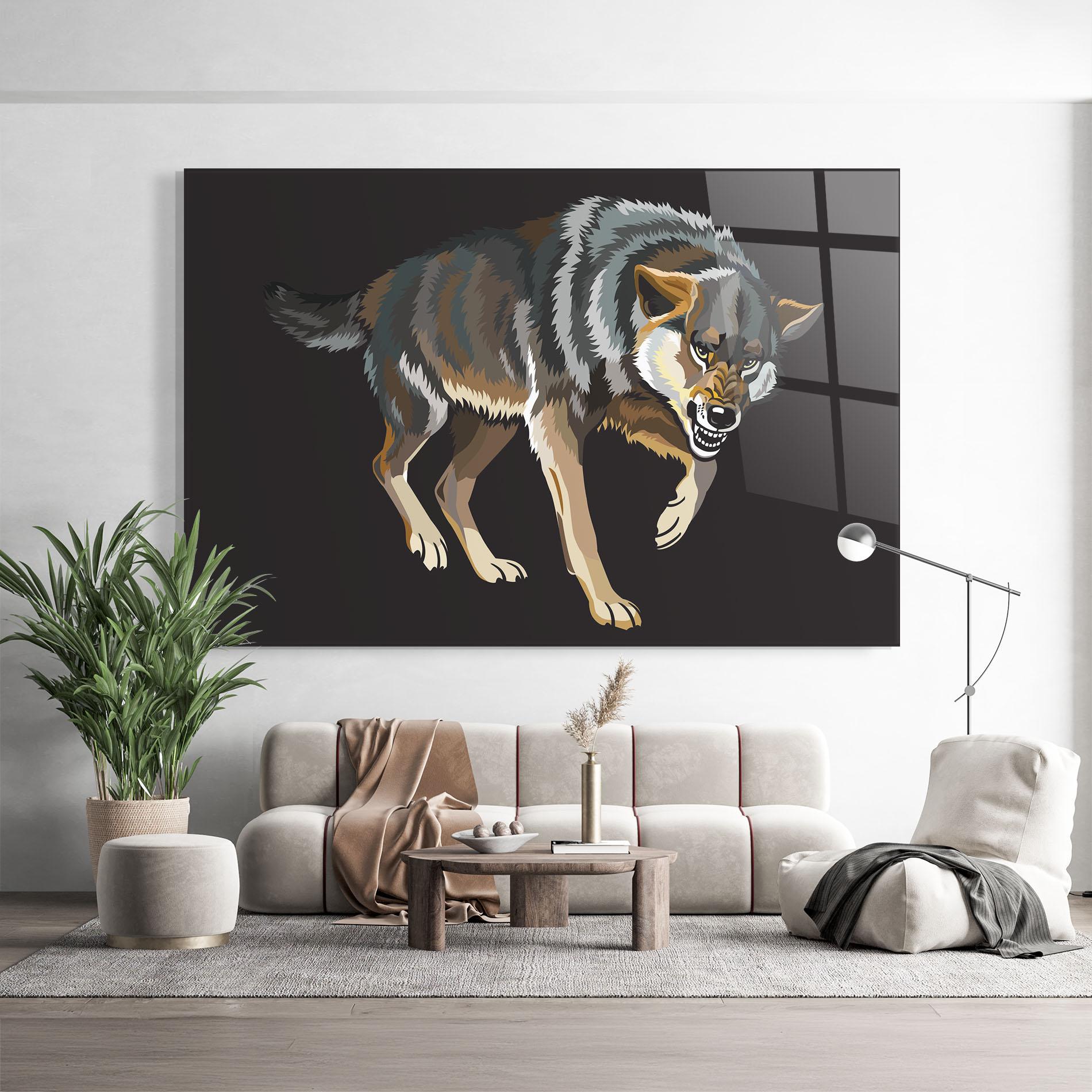 Üvegkép Angry Cartoon Wolf mockup 9