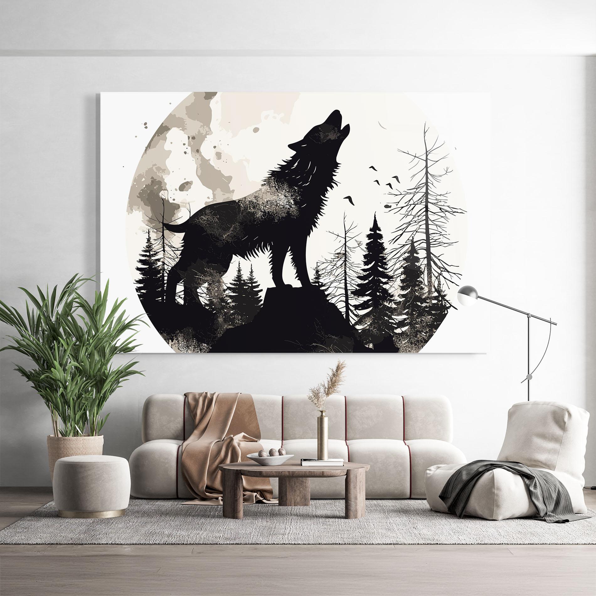 Üvegkép Black On Cream Wolf mockup 9