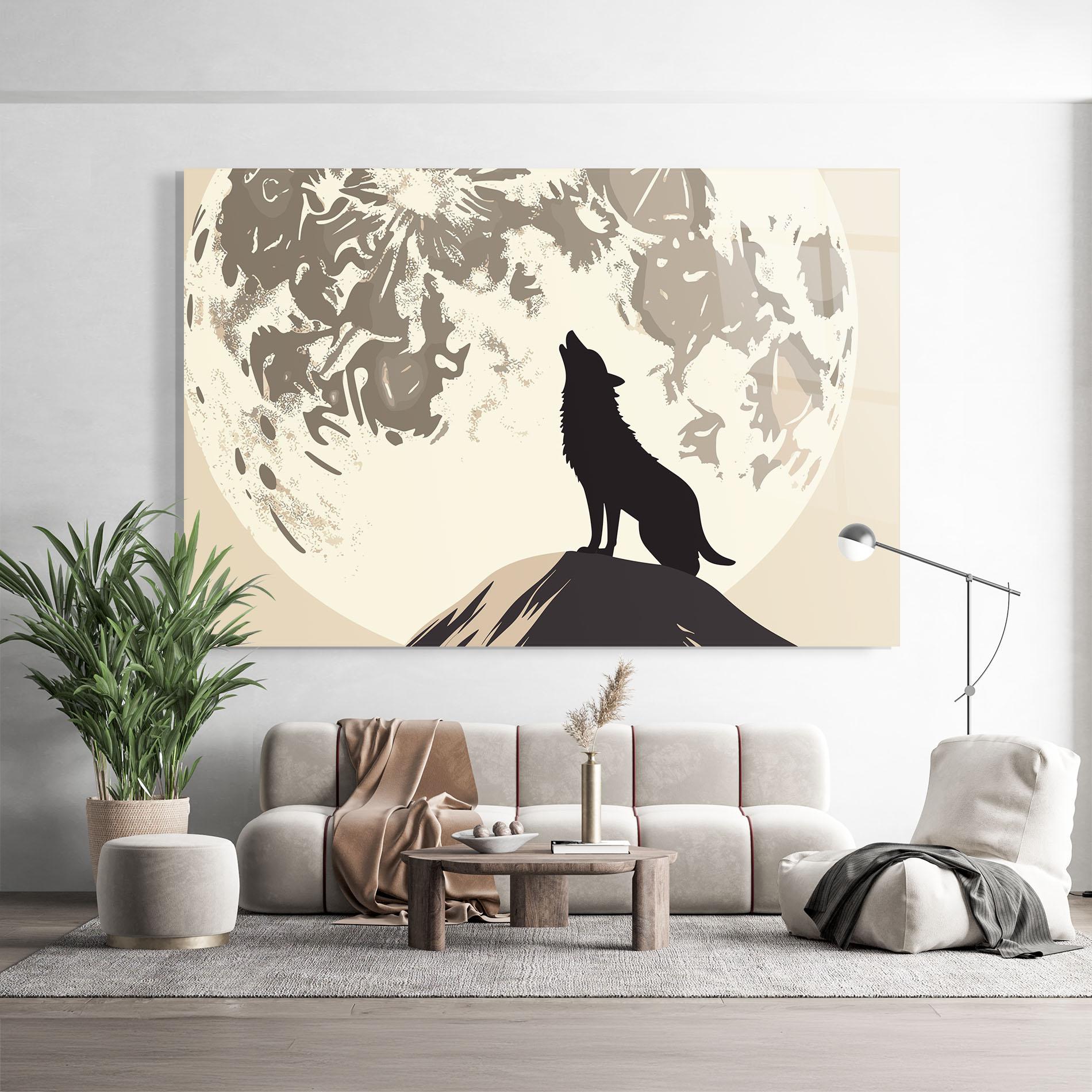 Üvegkép Cream Moon Wolf mockup 9