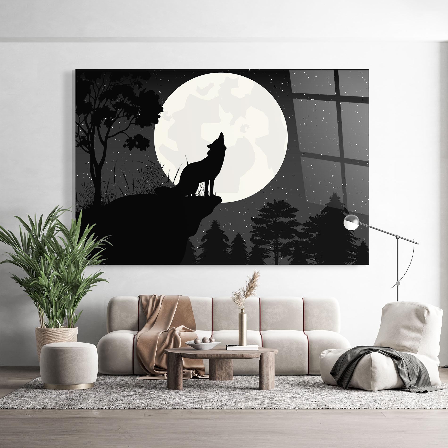 Üvegkép Moon Wolf Silhouette mockup 9