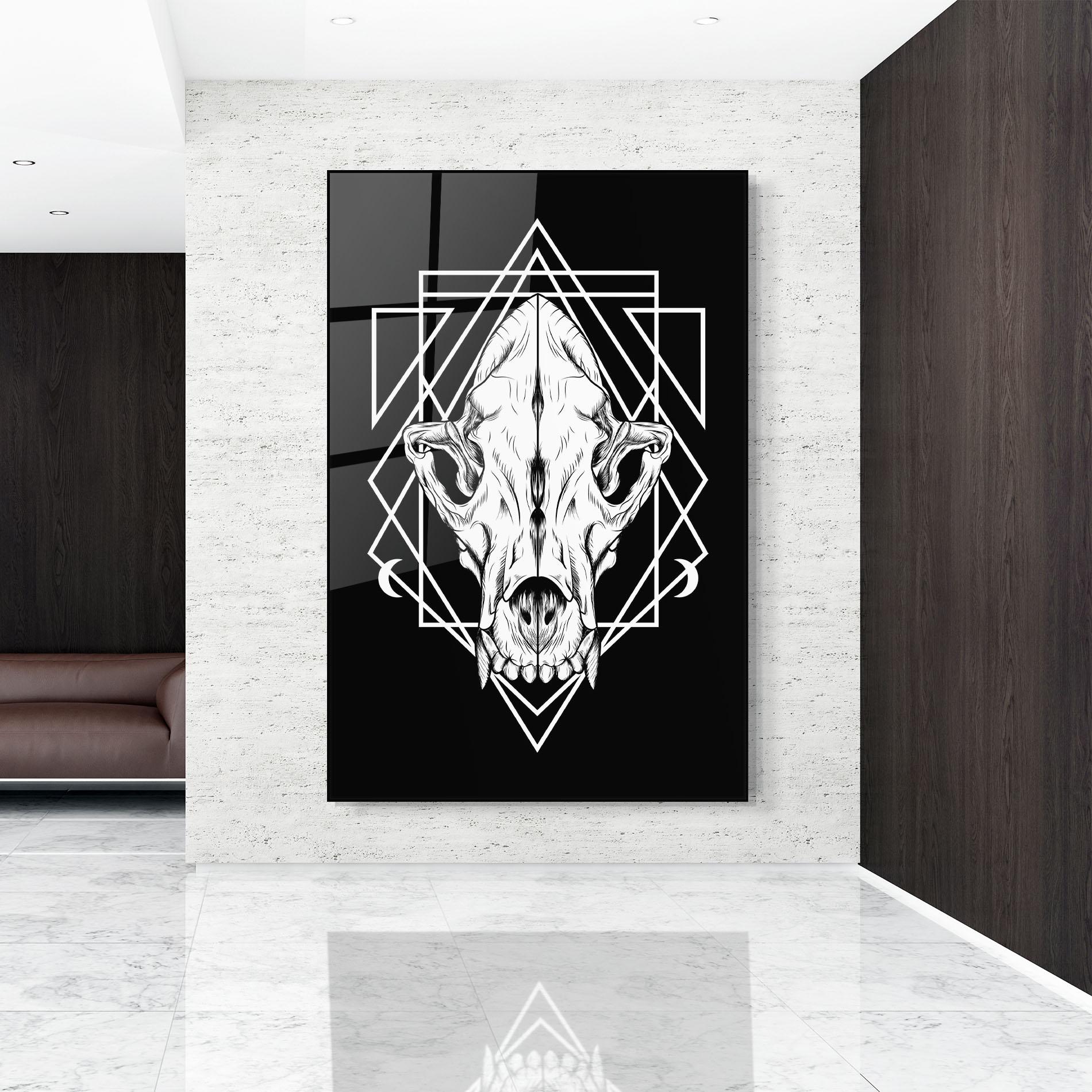 Üvegkép Dark Wolf Skull mockup 9